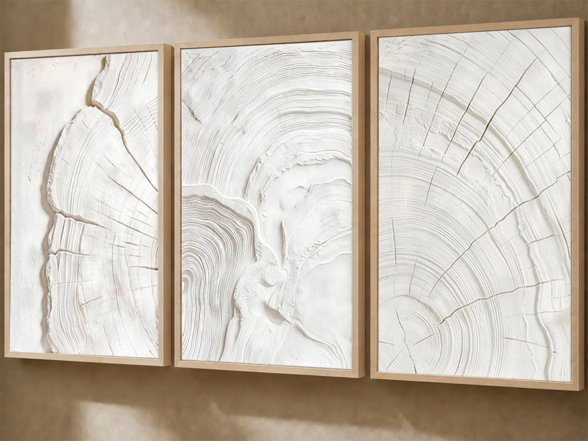 Abstract White Tree Ring Wall Art (Tree Ring / 12 X 16 Inches)