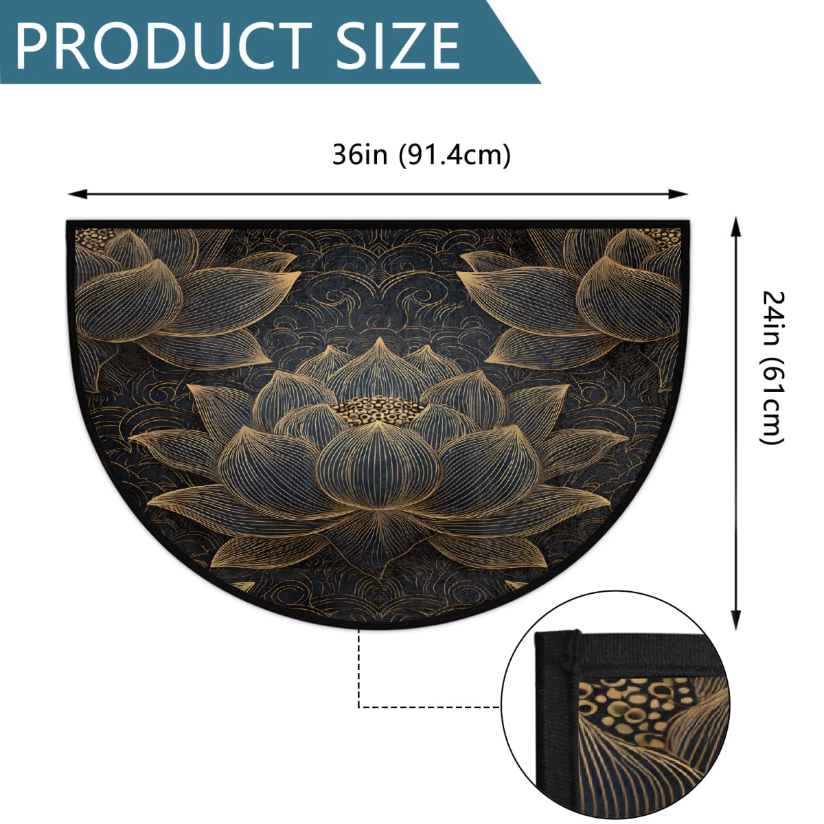 Golden Lotus Half Round Door Mat Non (B:e-48)