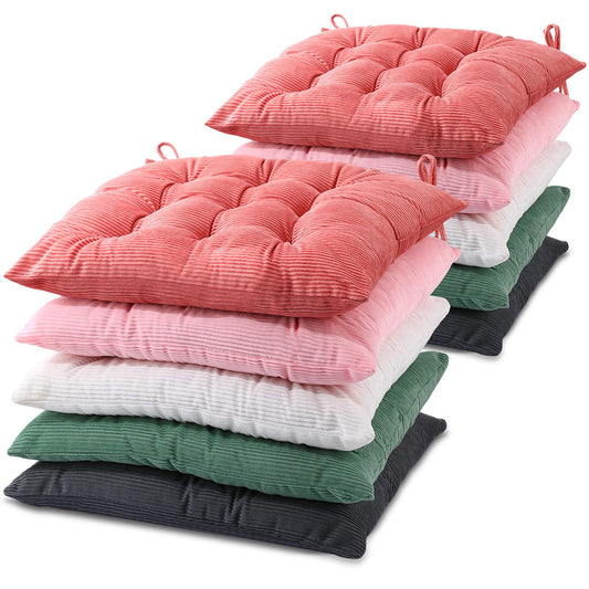 10 Pcs Corduroy Chair Cushion with Ties Square Floor (Colorful)