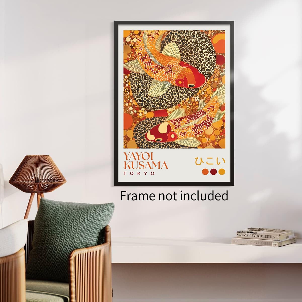 Yayoi. Kusama Canvas Wall Art Vintage Koi Fish Posters Japanese Home Decor Dot Picture Prints 8x10 inch Unframed Colorful Fish Painting for Asian Bedroom Bathroom Living Room Hallway (Unframed / Japanese Art 010 / 10"L x 8"W)