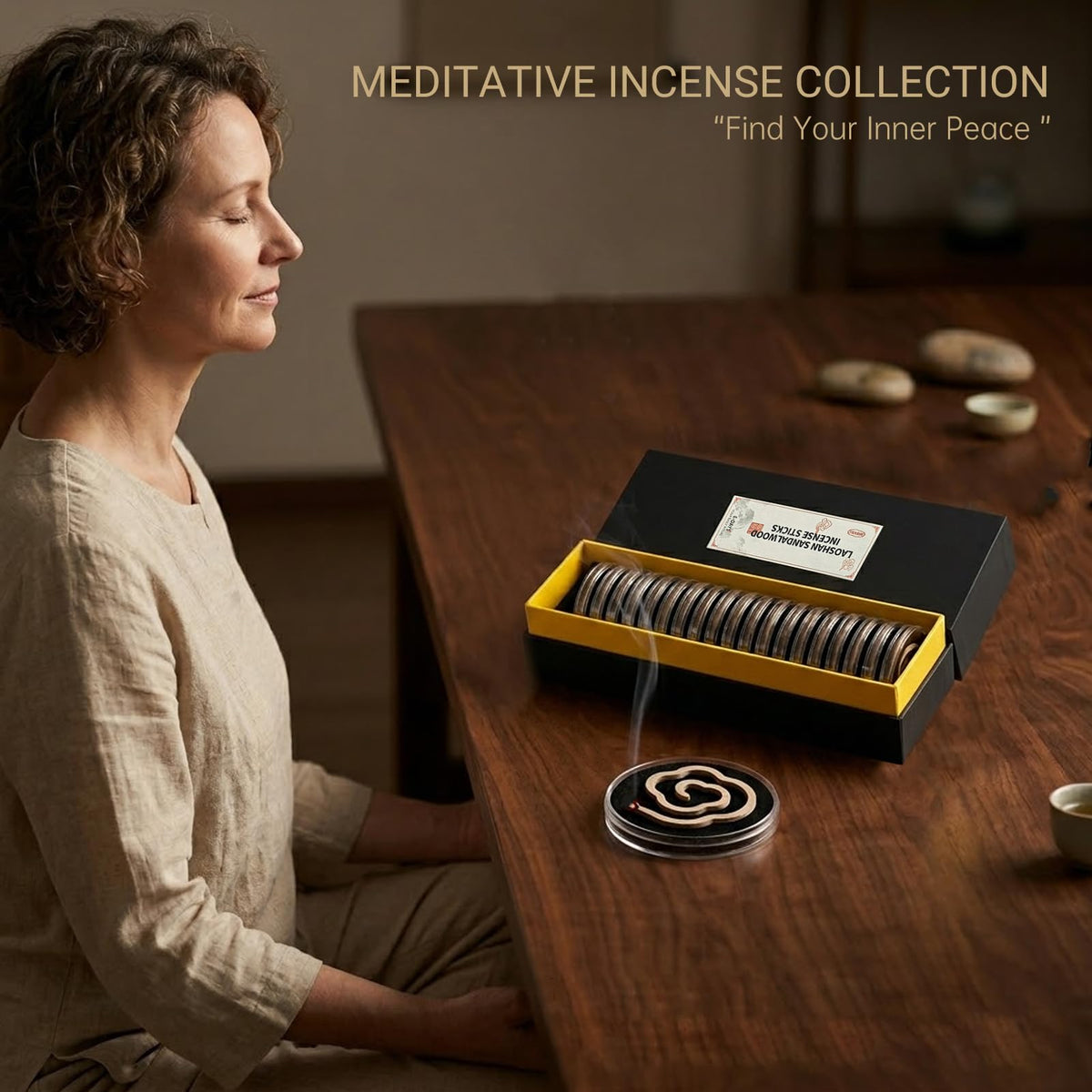 Natural Sandalwood Coil Incense with Fireproof Cotton