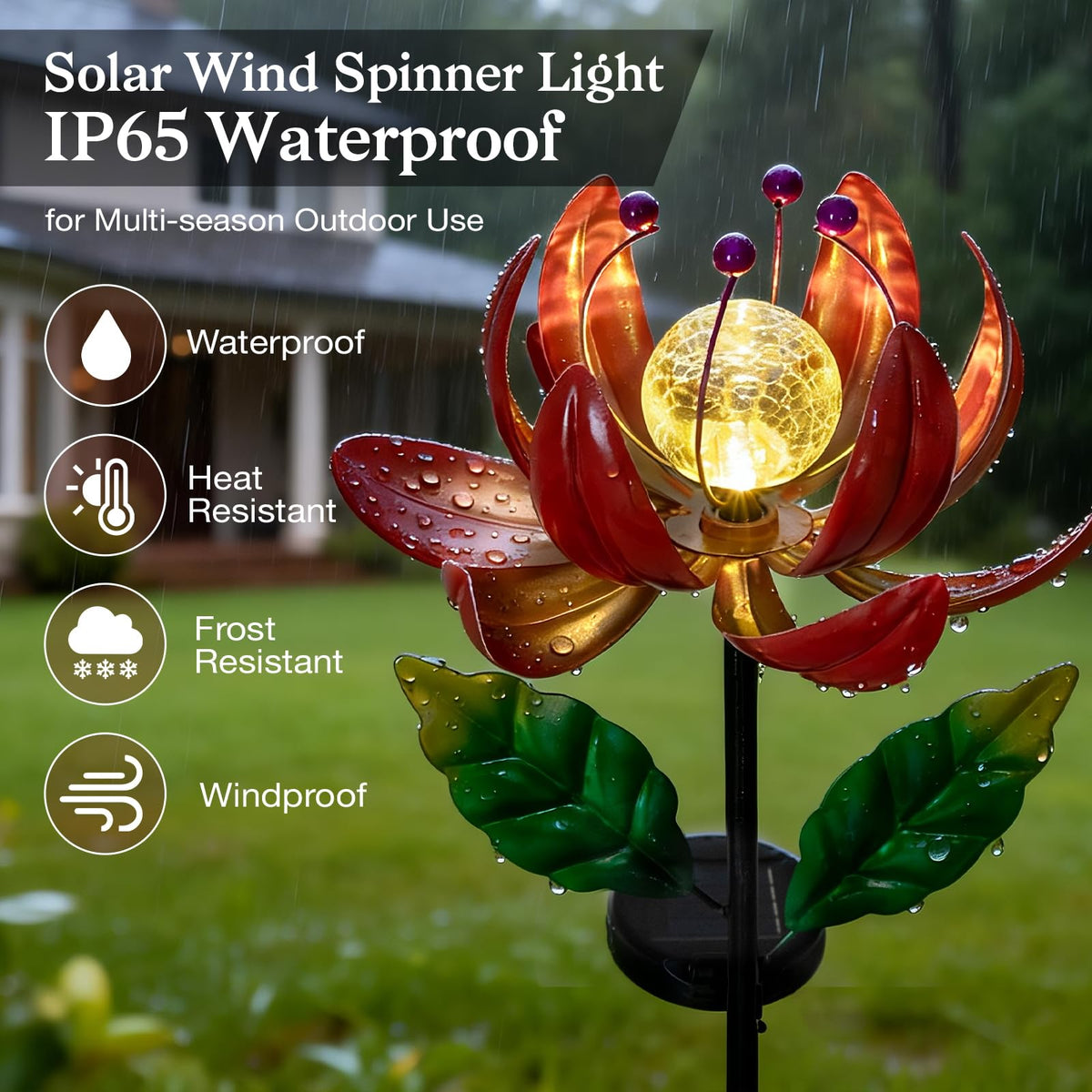 Solar Lights Outdoor Wind Spinners (Red-standard)