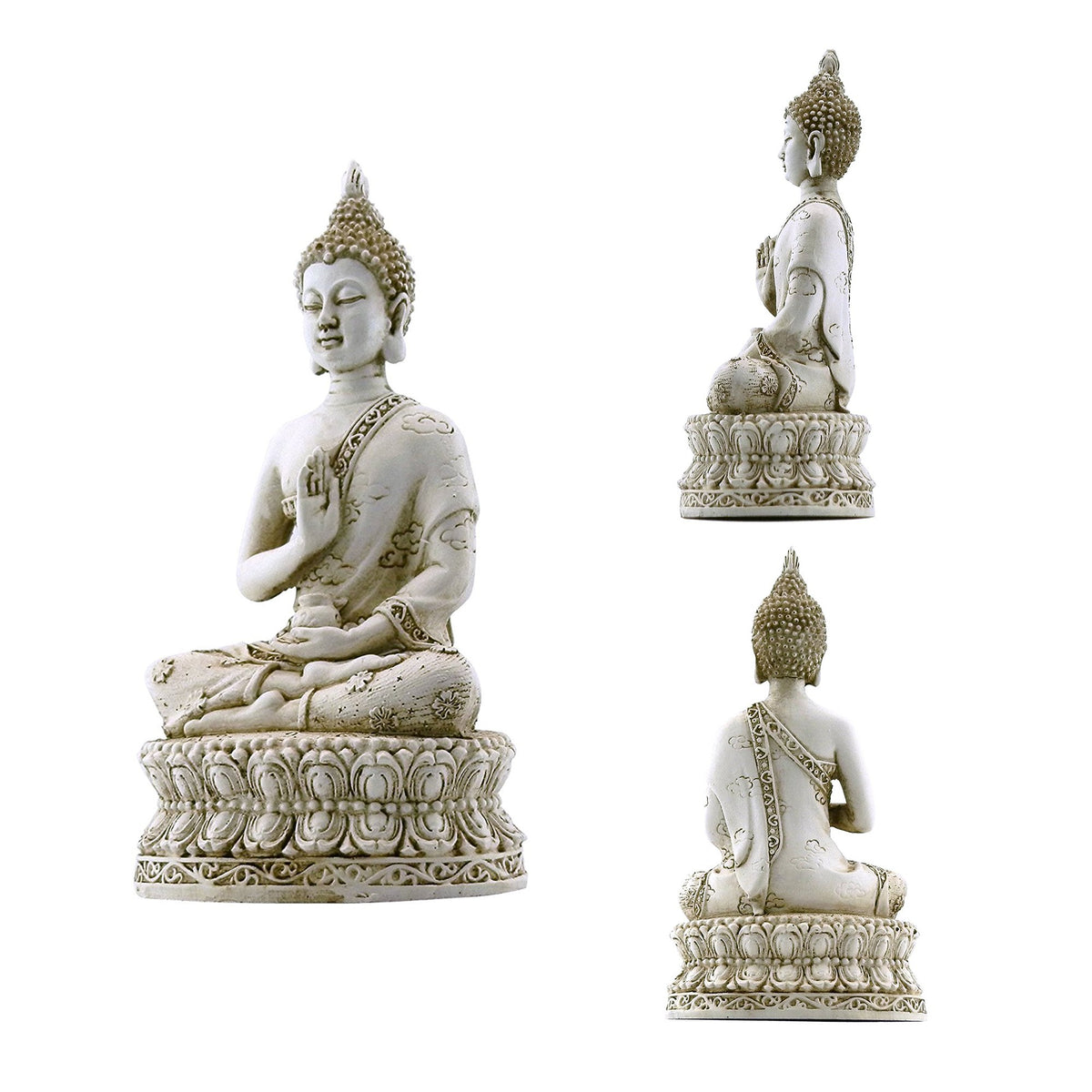 Thai Sitting Buddha Statue for Home Decor Ivory 6.7 " (White)