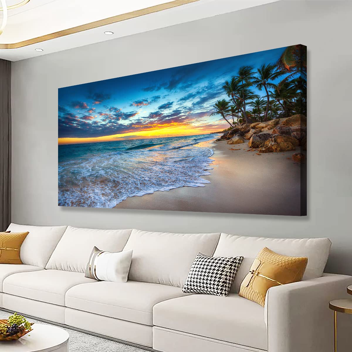 Beach Sunset Pictures Canvas Wall Art For Living Room Bedroom Wall Decor (40"L x 20"W / Beach Sunset Pictures Canvas Wall Art)