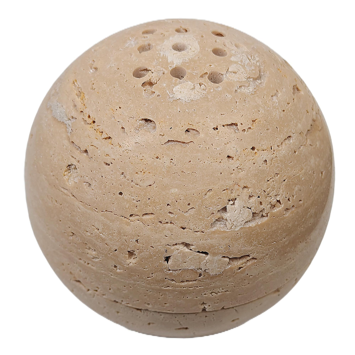 Natural Stone Sphere Incense Holder (Beige Travertine)
