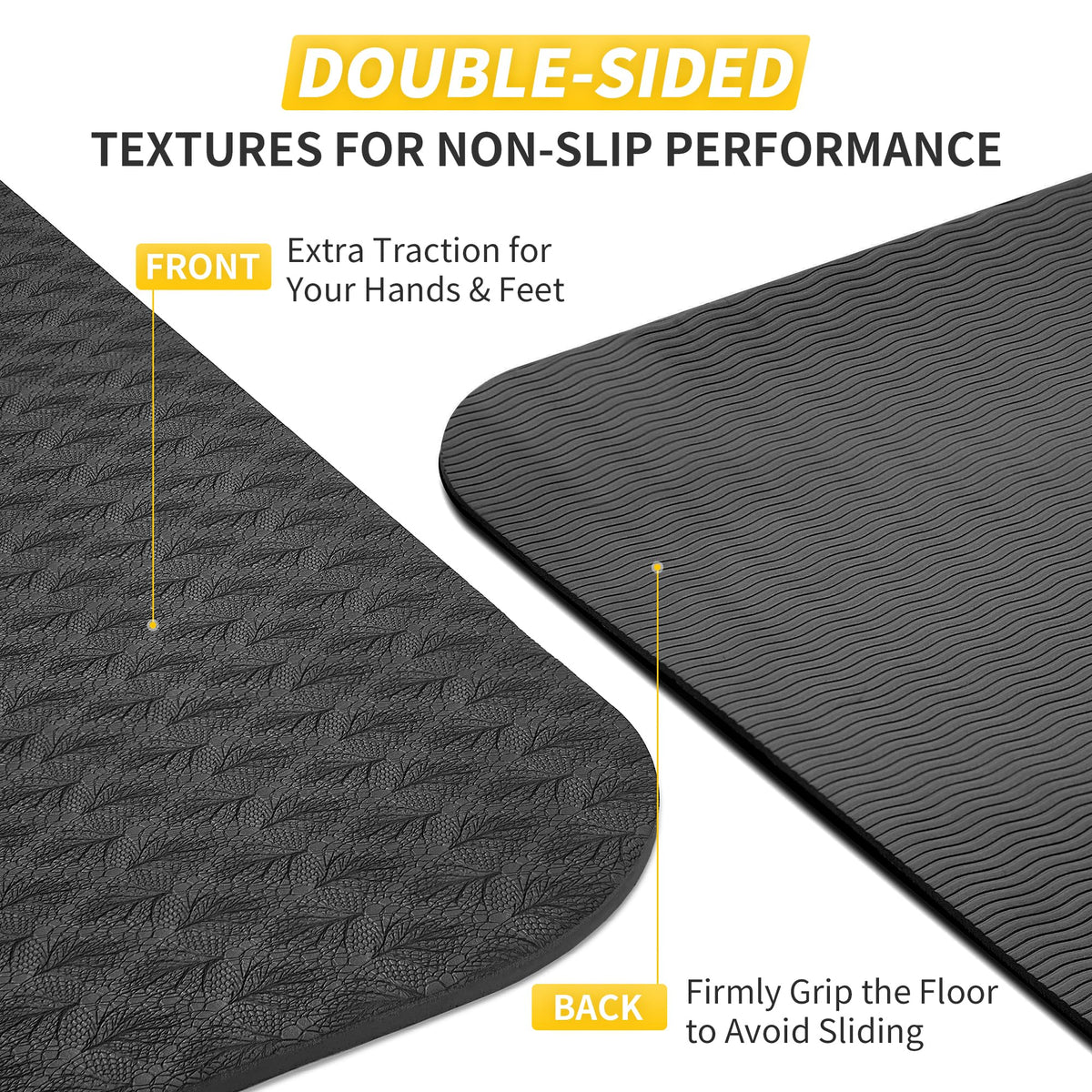 TPE Yoga Mat Non (Black / 72*24*0.31 inch)
