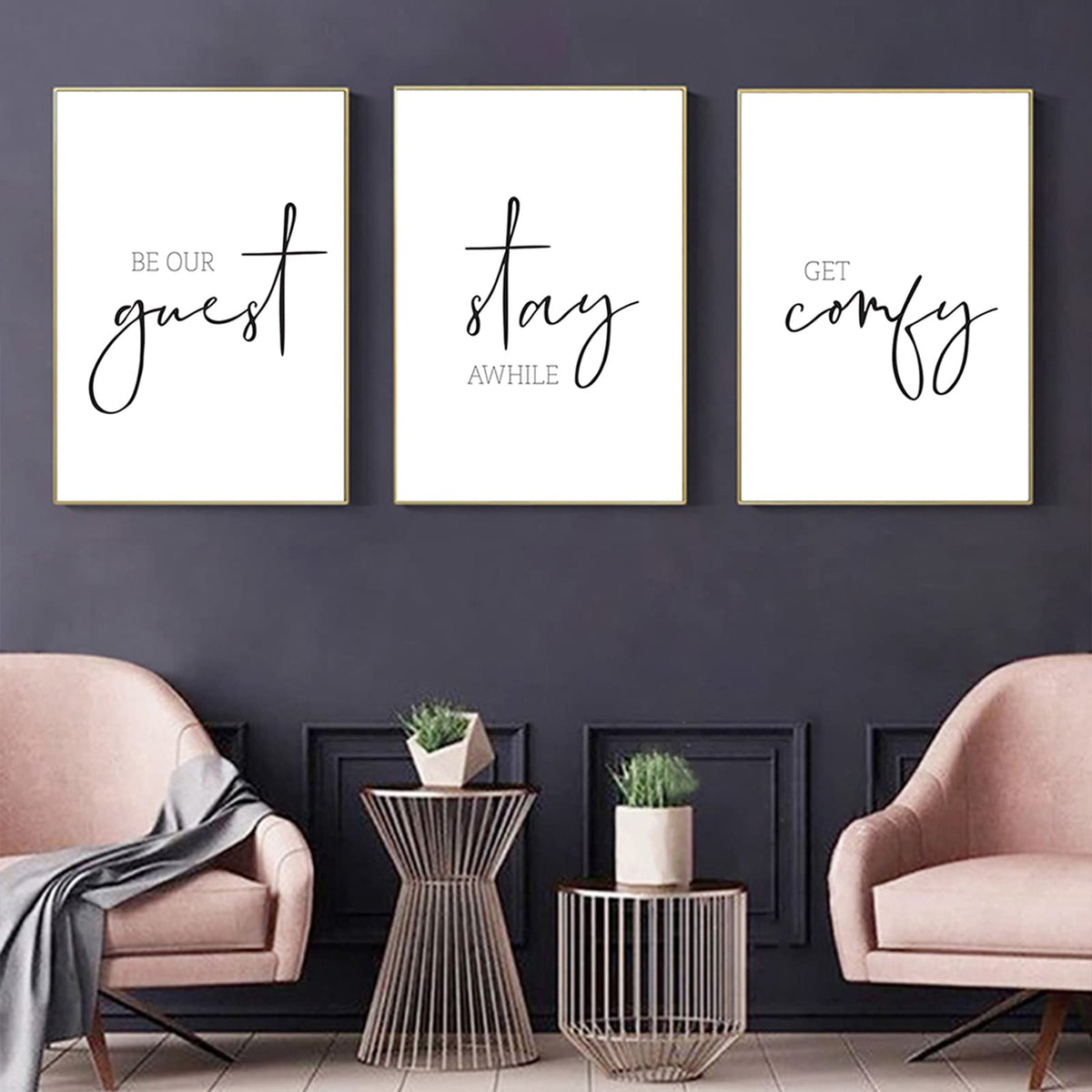 Be Our Guest Wall Decor Guest Room Wall Art Decor Stay Awhile Signs for Home Decor Minimalist Wall Art over the Bed Sign Guest Bedroom Wall Decor Canvas Painting 12x16 Inch (Guest Room Prints / 12x16 Inch Unframed)