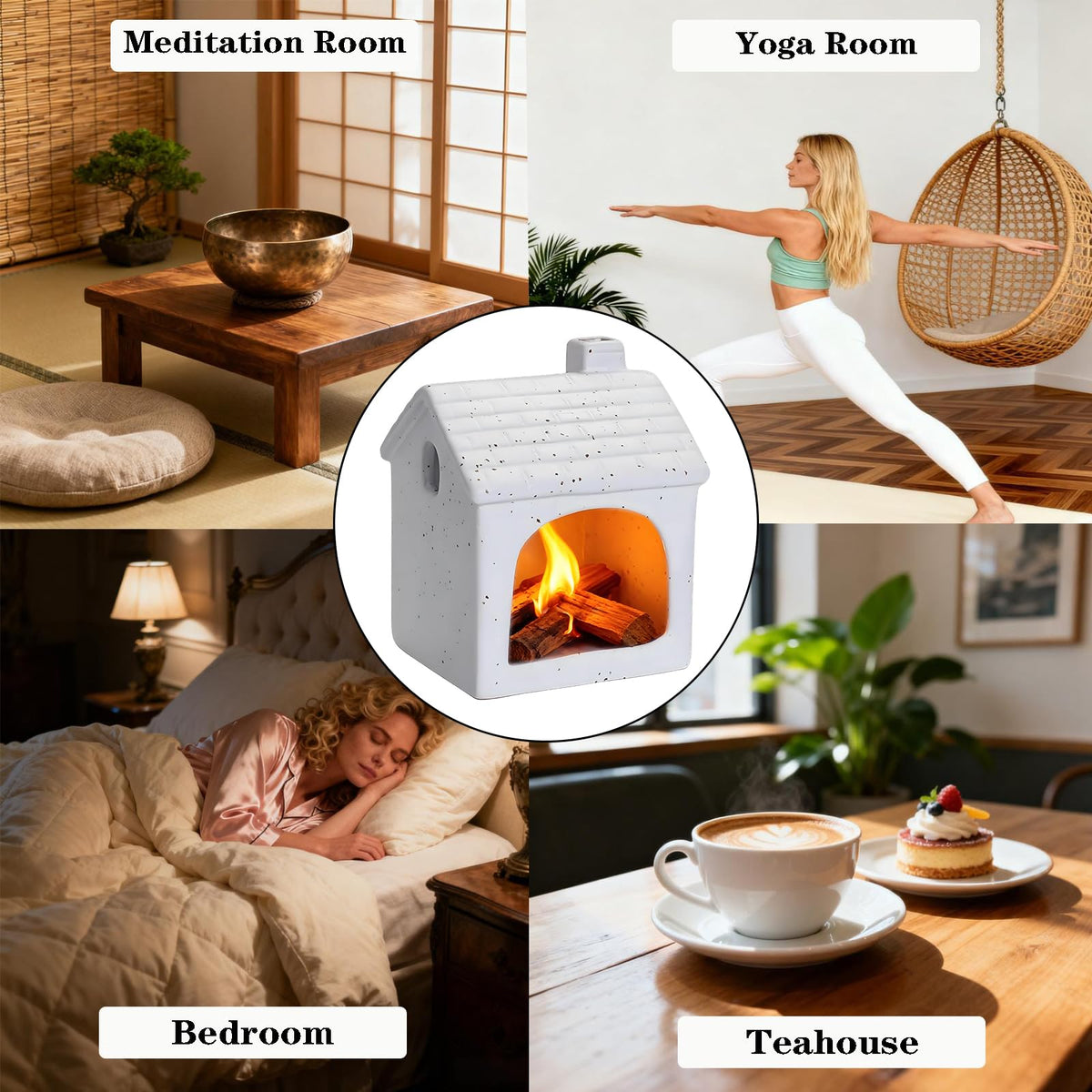 Ceramic Mini Chiminea Palo Santo Burner (White)