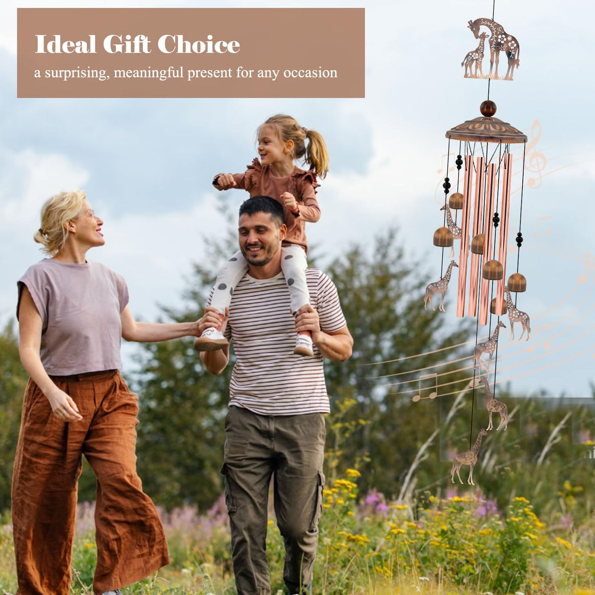 35" Giraffe Wind Chimes for Outside Heartwarming Gift for Mom (35"Giraffe)