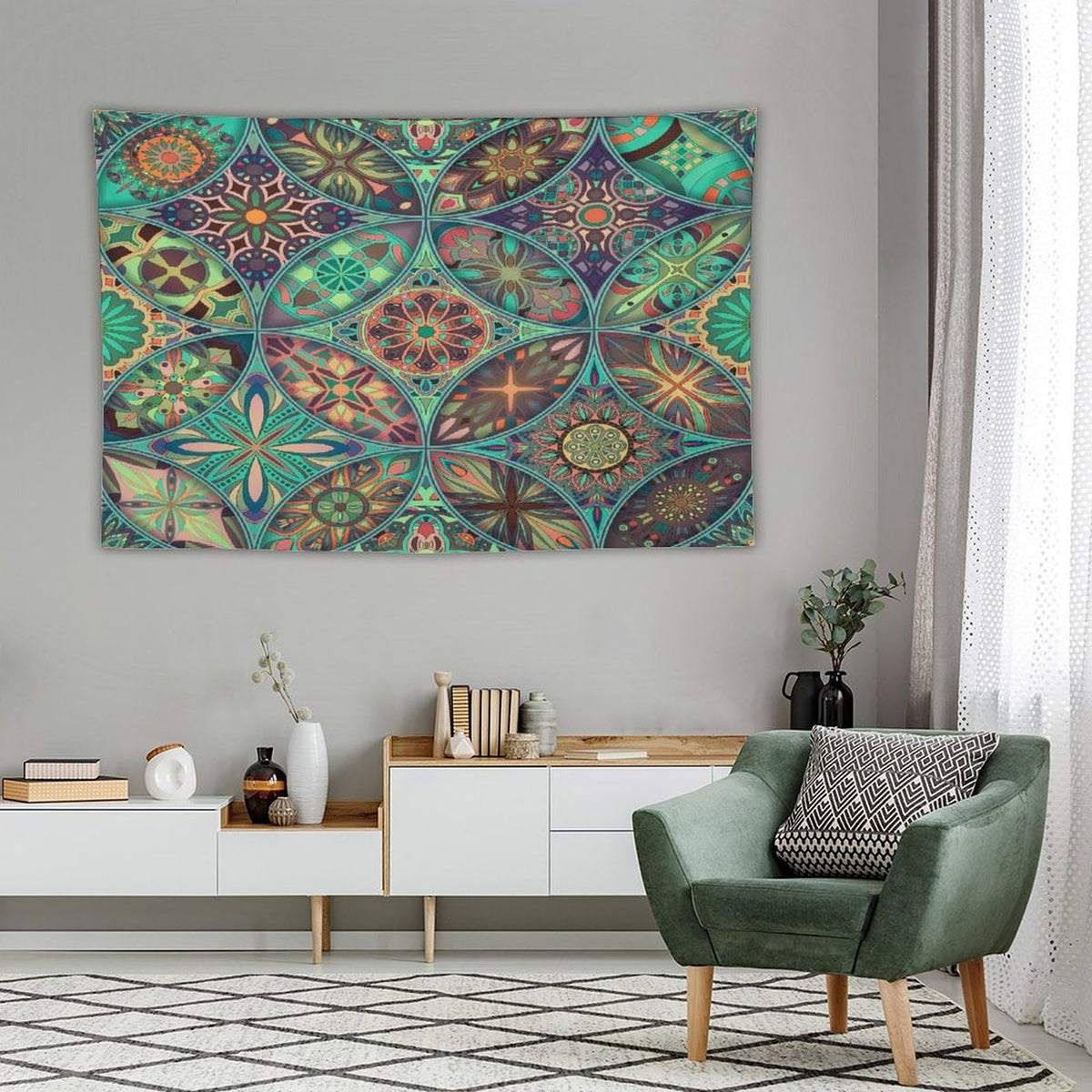 Vintage Mandala Tapestry Wall Hanging Bohemian Boho Colorful Tapestries Home Decor for Living Room Bedroom Apartment Farmhouse Dorm 60"x90" (60"L x 90"W / Mandala-28)