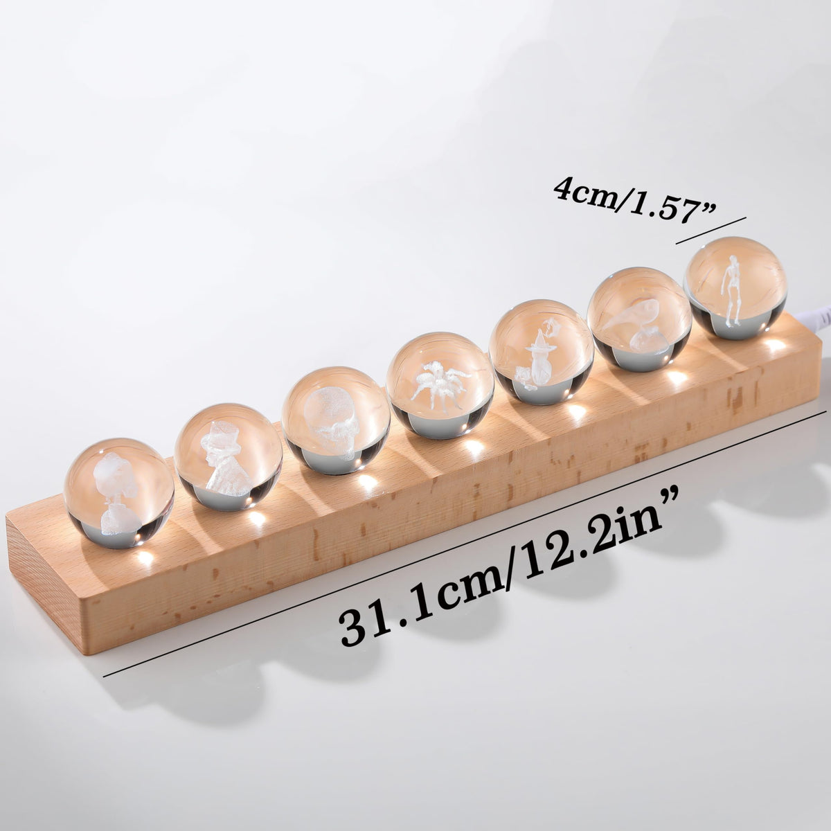 3D Crystal Ball Gothic Halloween Decor with Led Lamp Base (7pcs Gothic)