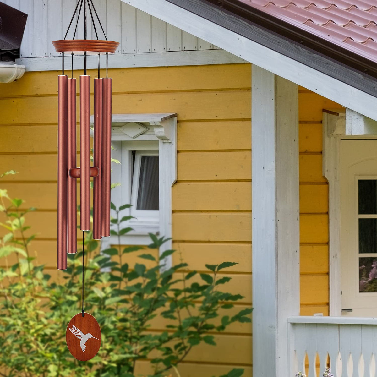 Hummingbird Wind Chimes for Outside (33" Red Hummingbird-1)