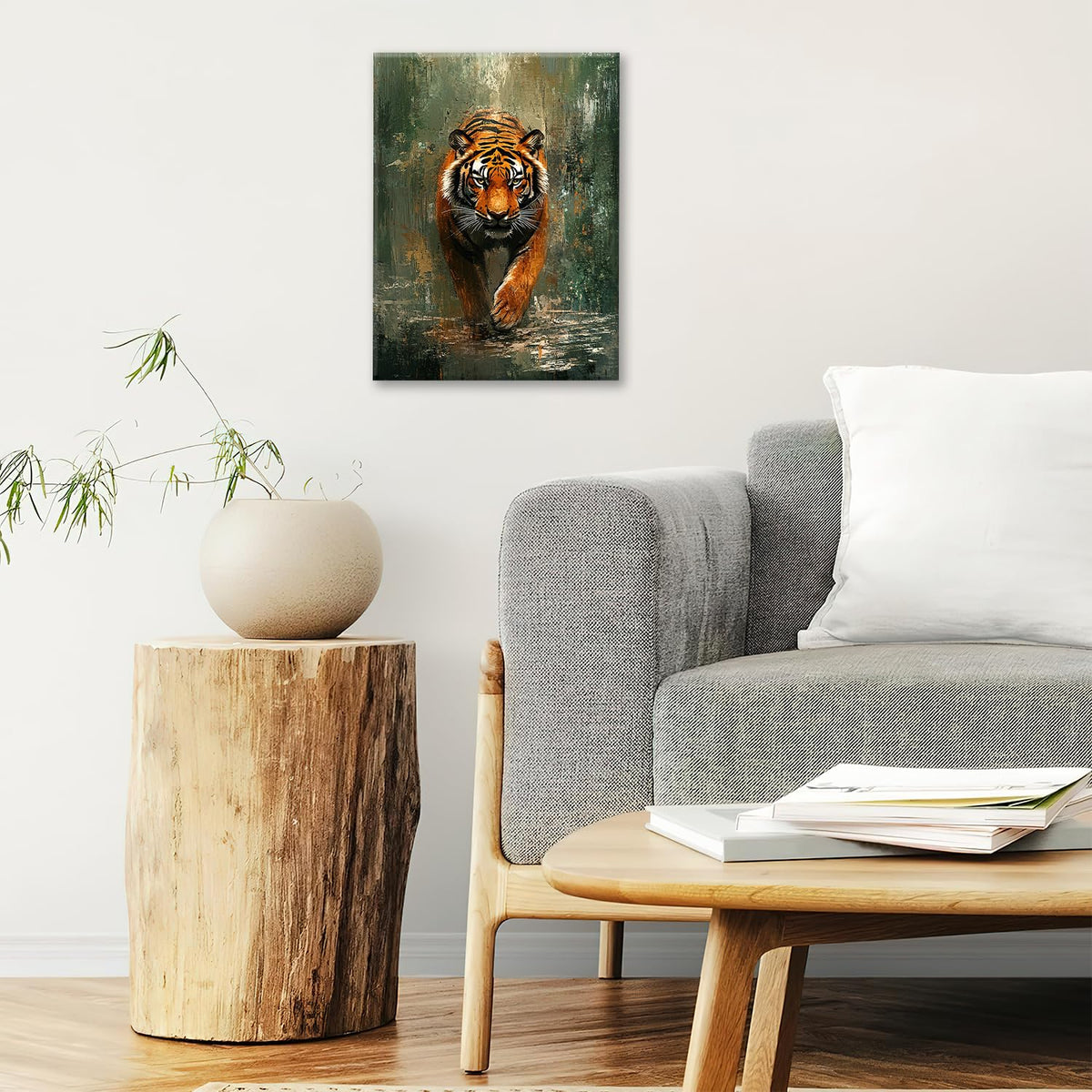 Tiger Canvas Wall Art Wildlife Animal Print Painting Framed ArtWork 16"x20" (Tiger / 20"L x 16"W)