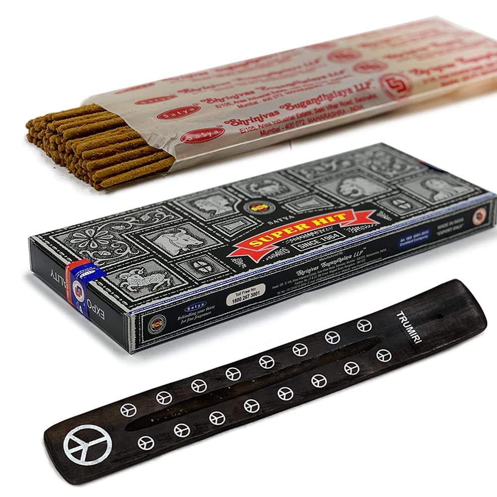 Incense Stick Holder Bundle with Satya Super Hit 100g Incense Sticks (Super Hit 100g - Pack of 1)