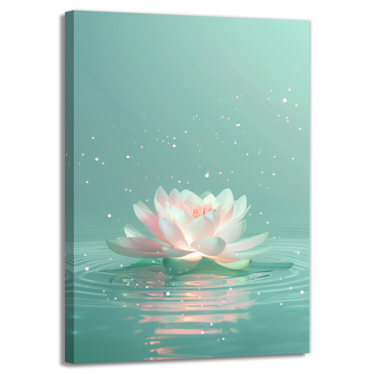 Lotus Flower Wall Art Minimalist Zen Calming Floral Canvas Print Water Lily Art for Living Room Bedroom Meditation Room Decor (Artwork-6 / 24"L x 16"W)