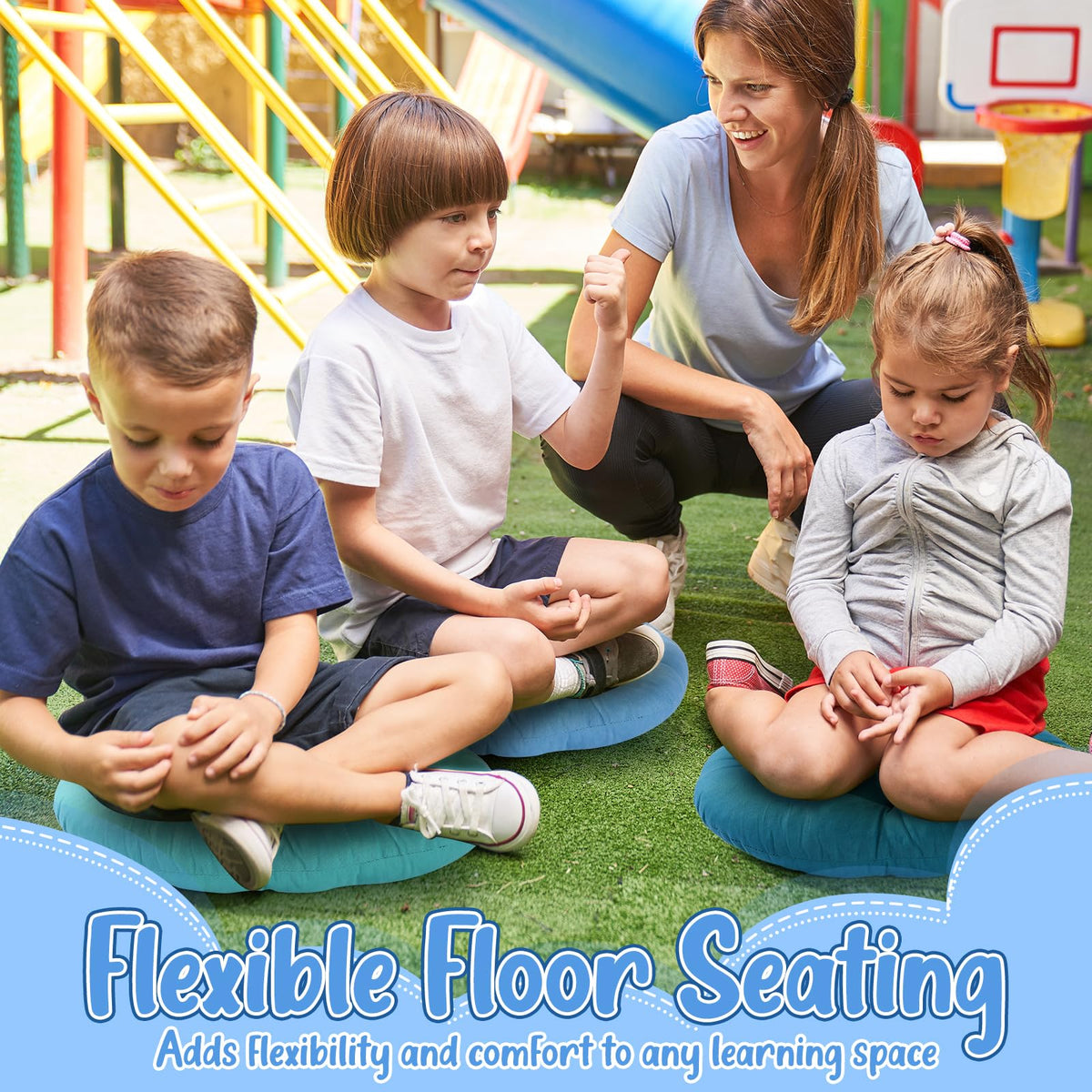 12 Pcs Round Floor Pillows Cushions Seating 16 x 16 Inches Floor Round Cushions for Kids Toddlers Flexible Reading Chair Pillows for Classroom Home School Playing Supplies (Multicolor)