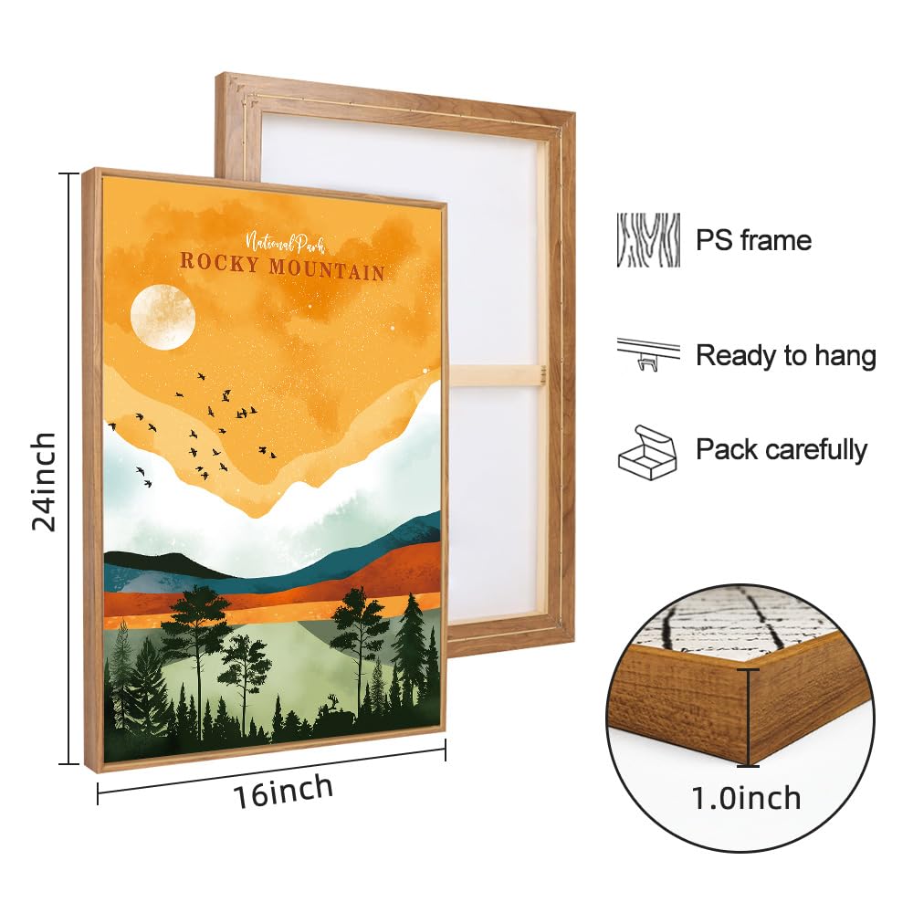 National Park Framed Canvas Wall Art Set (National Park / 16"L x 24"W)