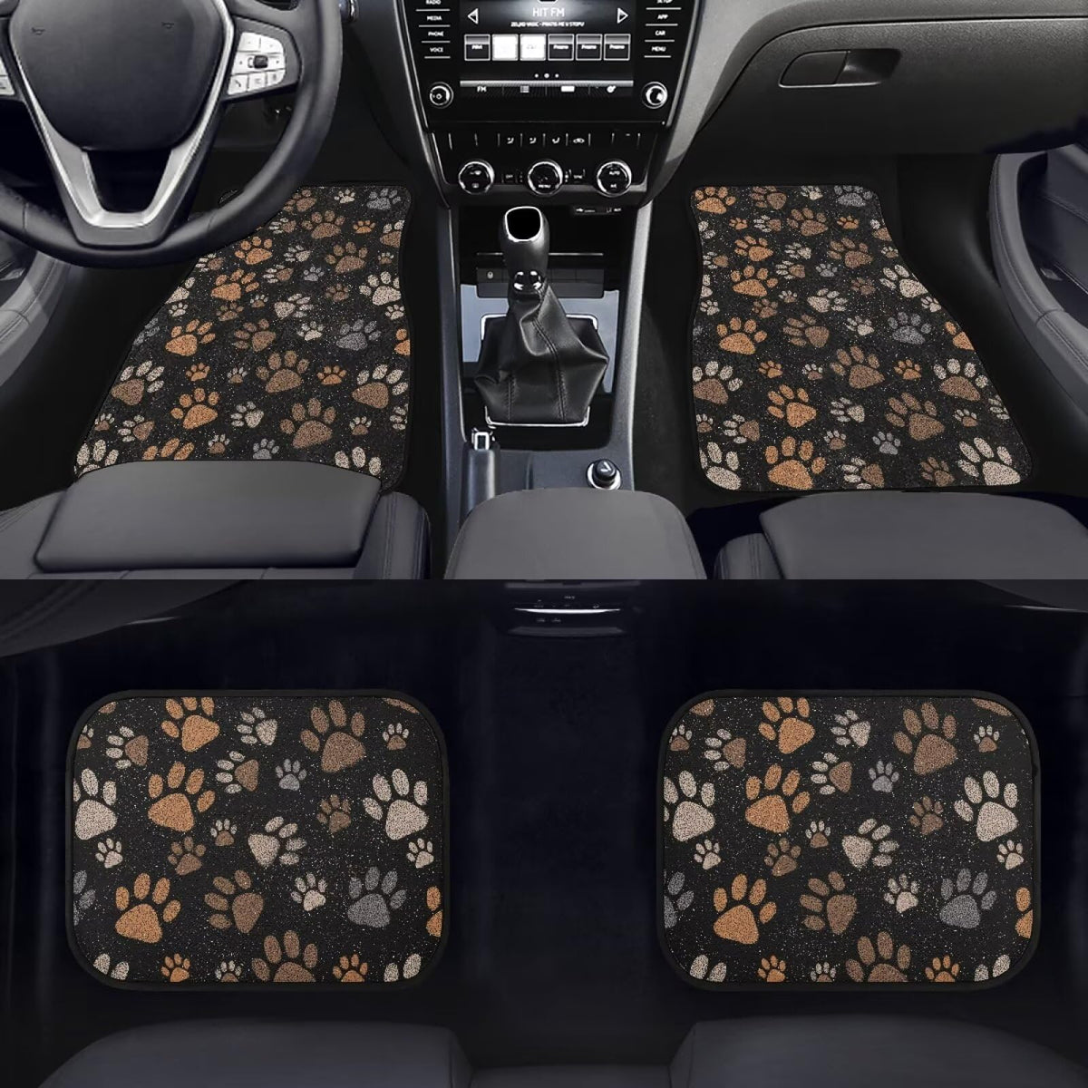 Brown Dog Paw Car Carpet Floor Mat Non Slip Rubber Car Carpet Mat Protector 4 Piece Automotive Floor Mats Front Universal Cars Foot Pads Brown Cars Accessories for SUV Vehicle Van (Brown Dog Paw)
