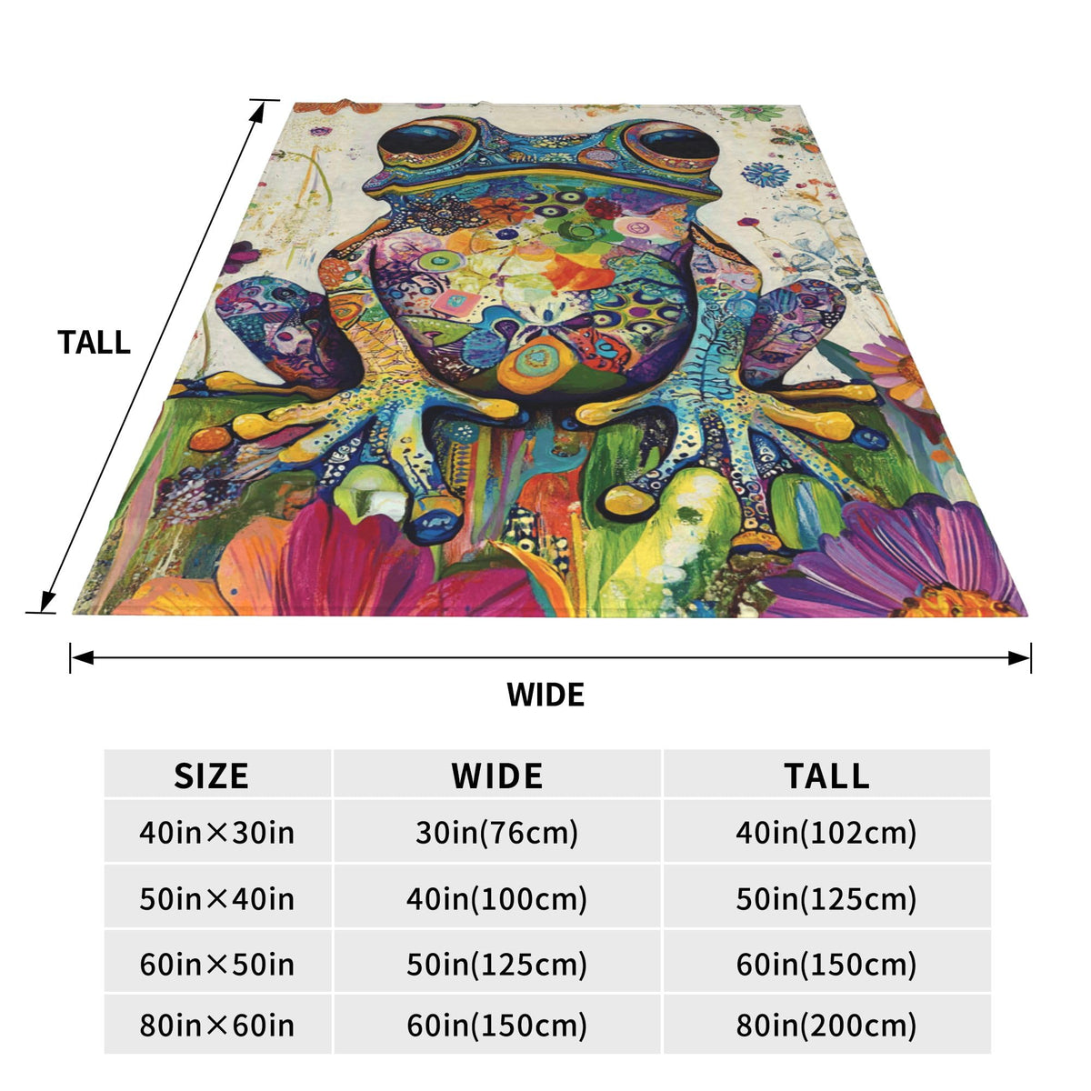 Frog Fleece Throw Blanket Colorful Animal Pop Art Gifts Room Decor 60"x80" (Frog / 60"X80")