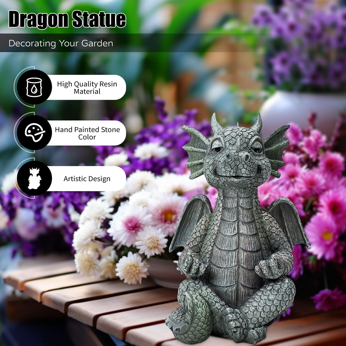Garden Dragon Statue Decor (Hands Flat)