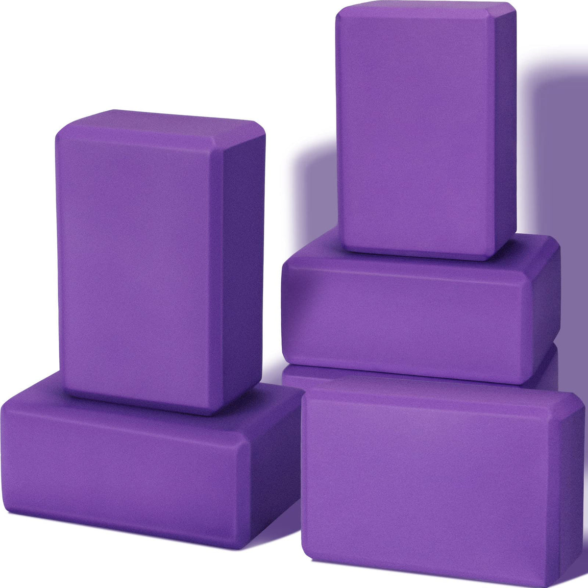 6 Pack Yoga Blocks 9 x 6 x 4 Inch EVA Foam Lightweight Non Slip Yoga Props for Pilates Stretching Meditation (Purple)