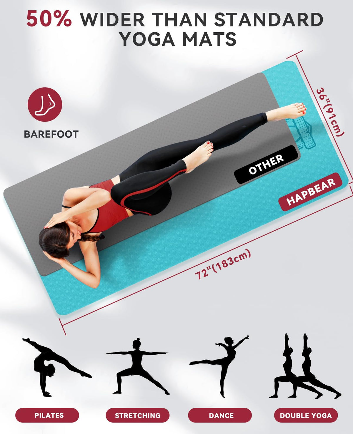 Large Yoga Mat (Turquoise/Mint green)