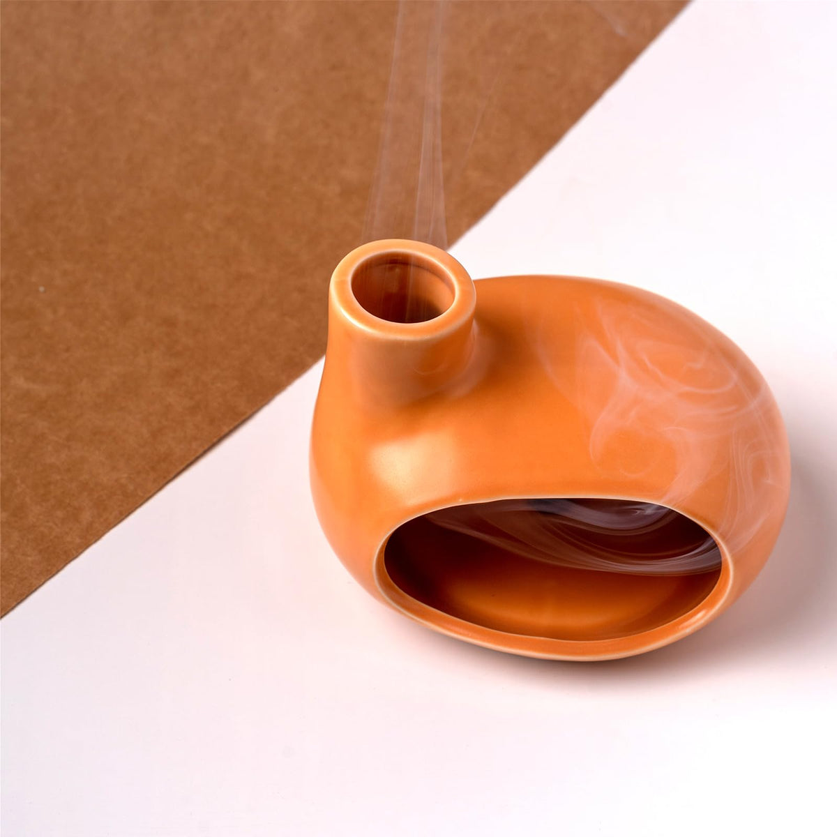 Ceramic Palo Santo Holder (Classic Glazed Ceramics - Orange)