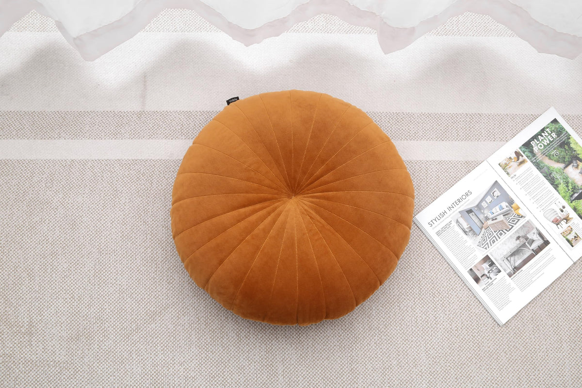 Floor Pillow Meditation Cushion Round Large Floor Pillows Seating for Adults (Caramel / 18inches)