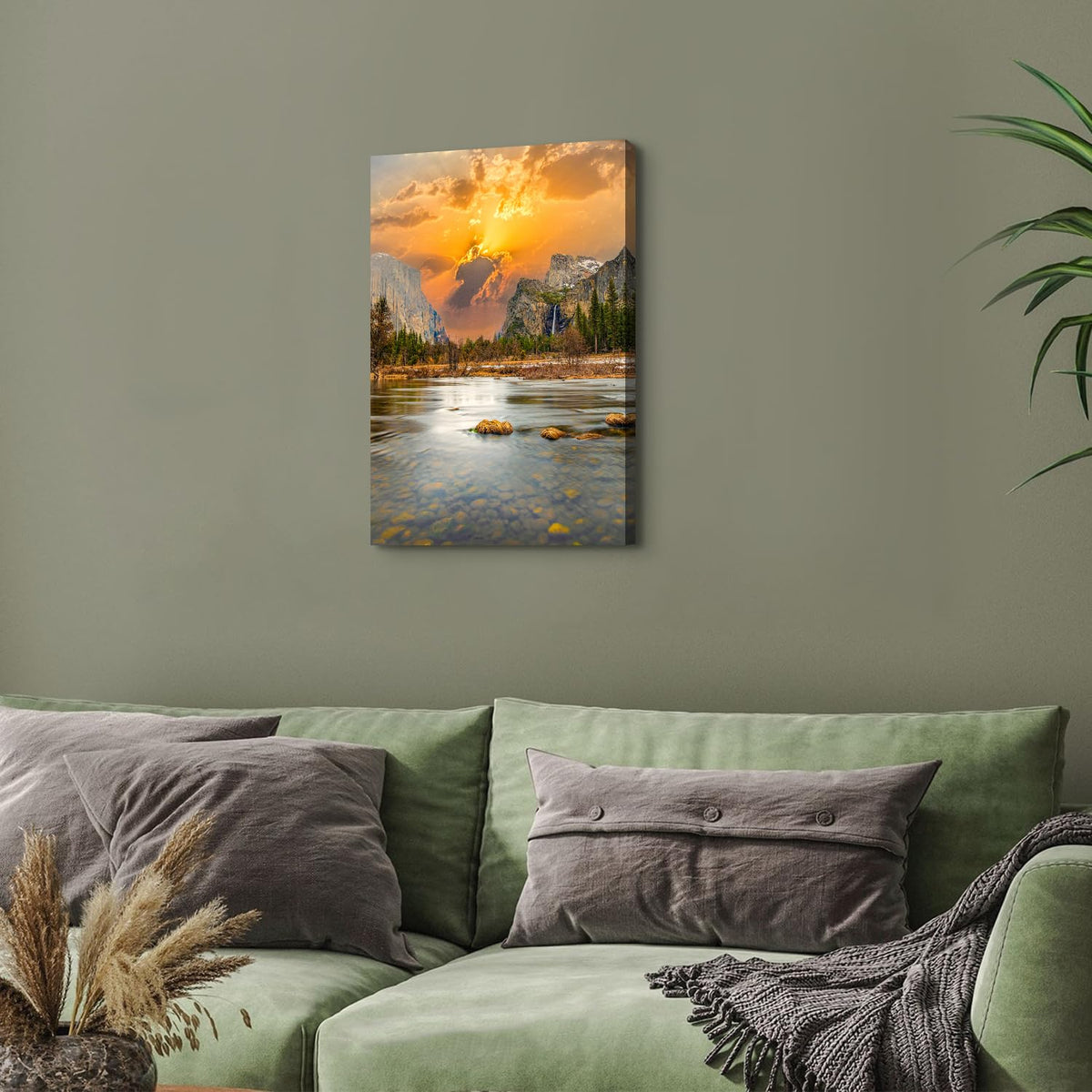 Forest Wall Art Mountain Pictures Wall Decor Sunset American National Park Posters California Landscape Pictures Nature Kings Canyon Lake Artwork for Bathroom Bedroom Home Decorations 16x24" (24"L x 16"W / Yosemite)