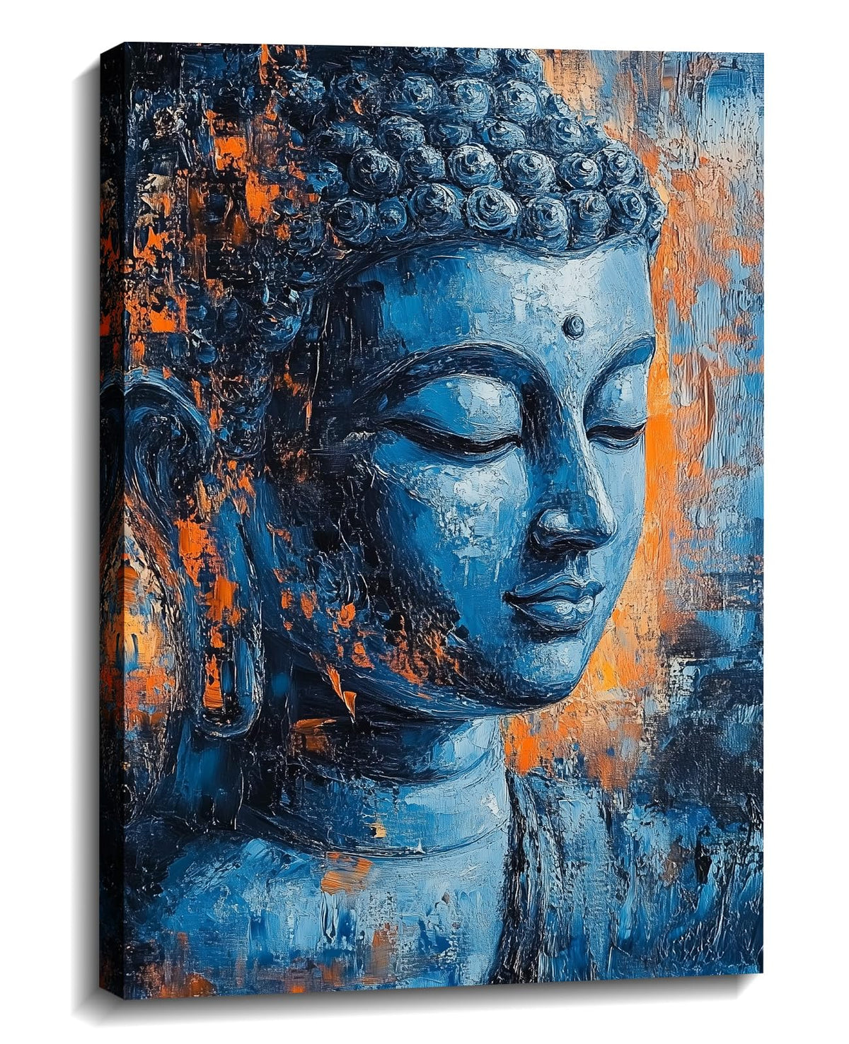 Buddha Canvas Wall Art Zen Wall Decor Blue Buddha Pictures Religious Painting Vintage Prints Meditation Art for Yoga Spa Spiritual Room Bathroom Home Decor Framed (36"L x 24"W / Buddha-8)