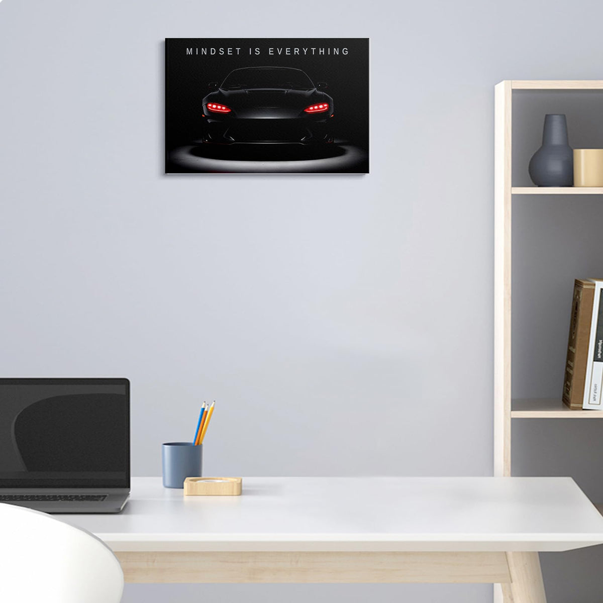 Motivational Wall Art Inspirational Car Quotes Posters Prints Wall Decor Entrepreneur Positive Black and White Wall Art for Office (1p-redcar / 18L" x 24W")