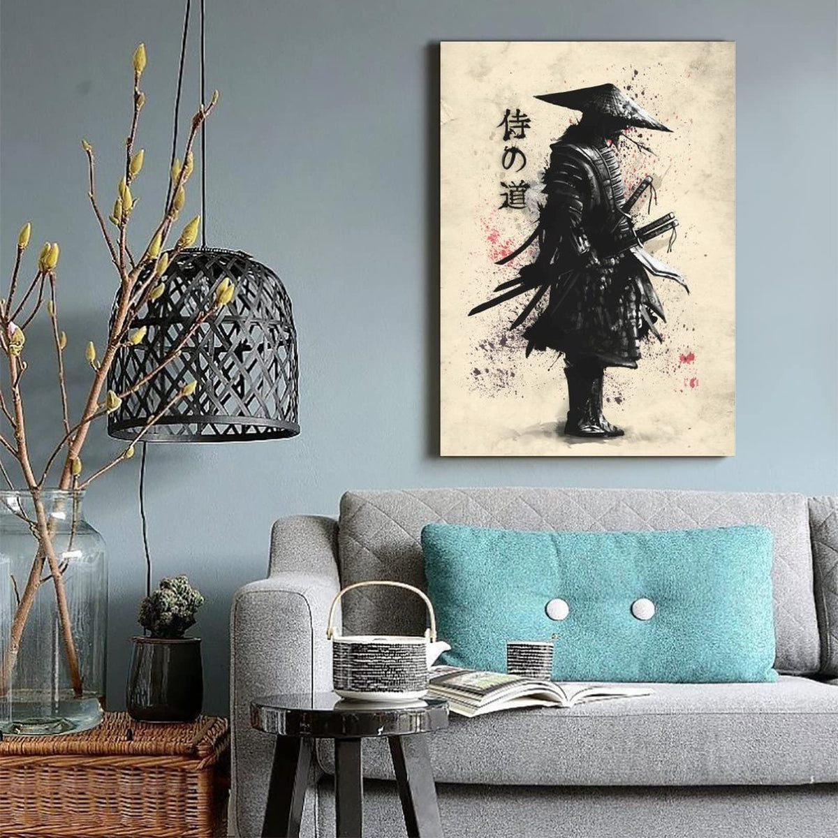 Canvas Poster Japanese Bushido Samurai Warrior Modern Character Wall Art Poster Prints Picture Decoration for Living Room Bedroom Unframed 12 x18 inches (18"L x 12"W / Unframe-8)