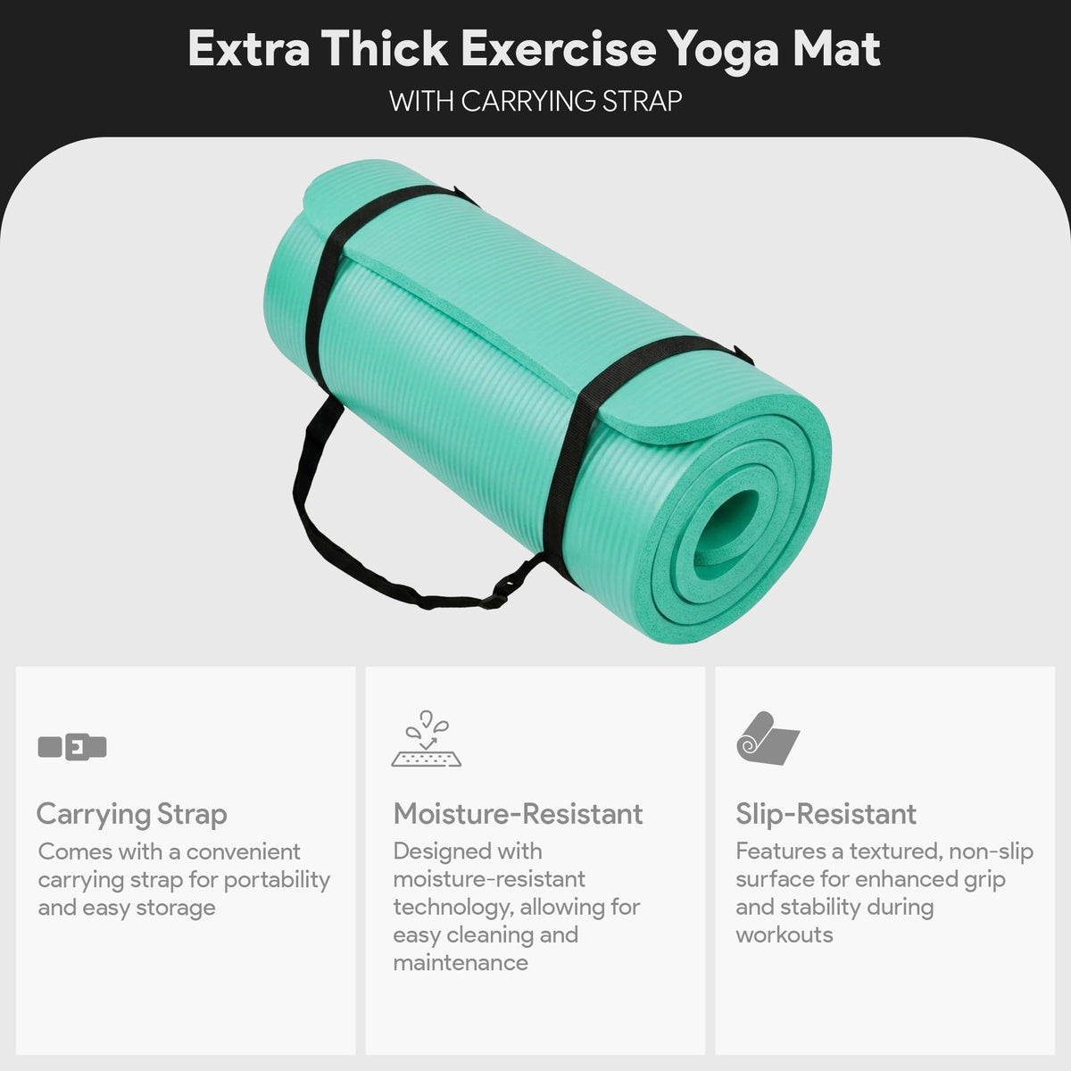 71x24 Inches Extra Thick Yoga Mat 1 (Aqua Blue)