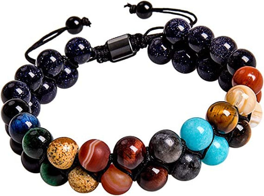 108 Mala Beads Necklace 7 Chakra Tree of Life Pendant Prayer Buddha Bracelets Healing Stone Yoga Men Women Jewelry (Eight Planets Star Beads-1)