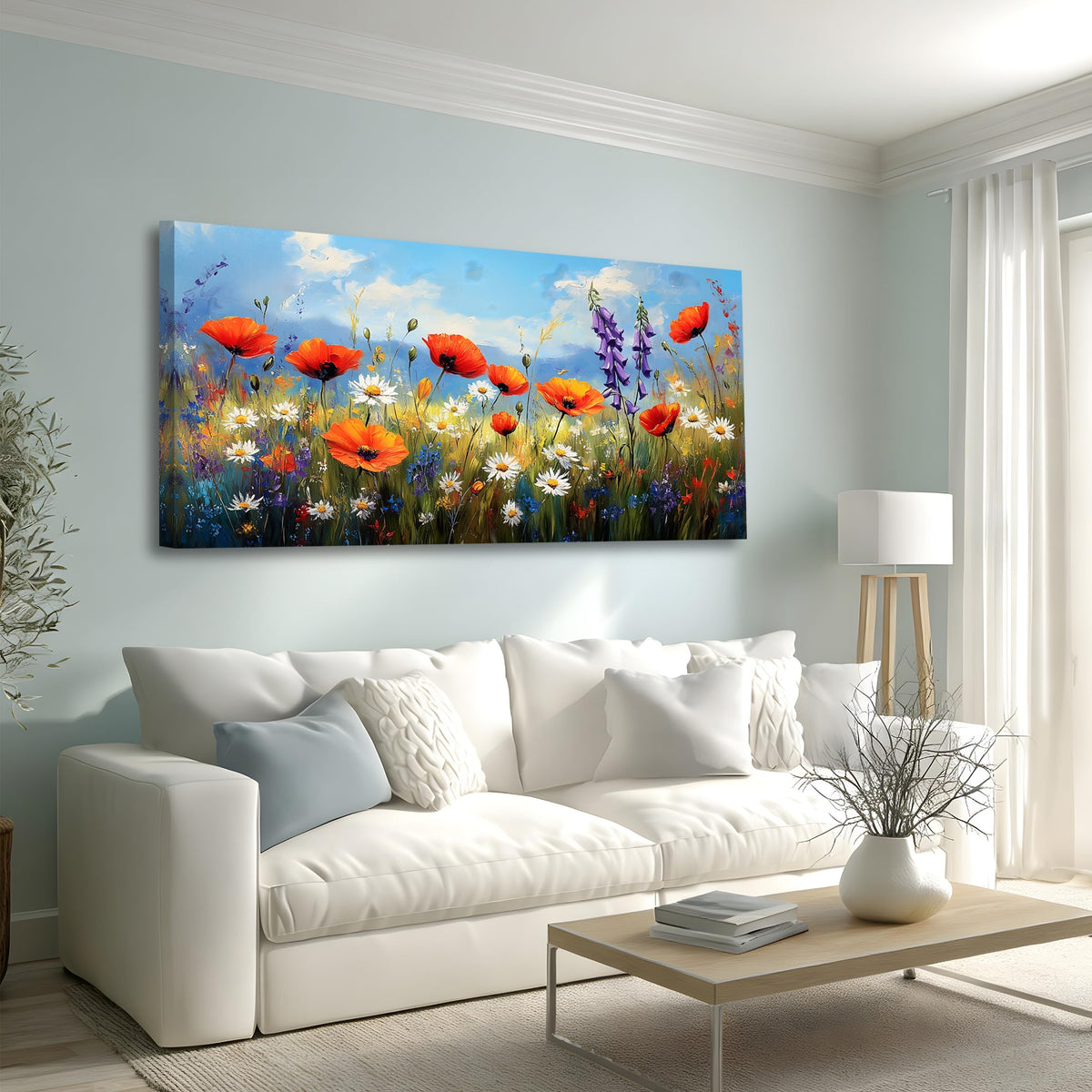 Wildflower Canvas Wall Art (40"L x 20"W / Colored wildflowers)