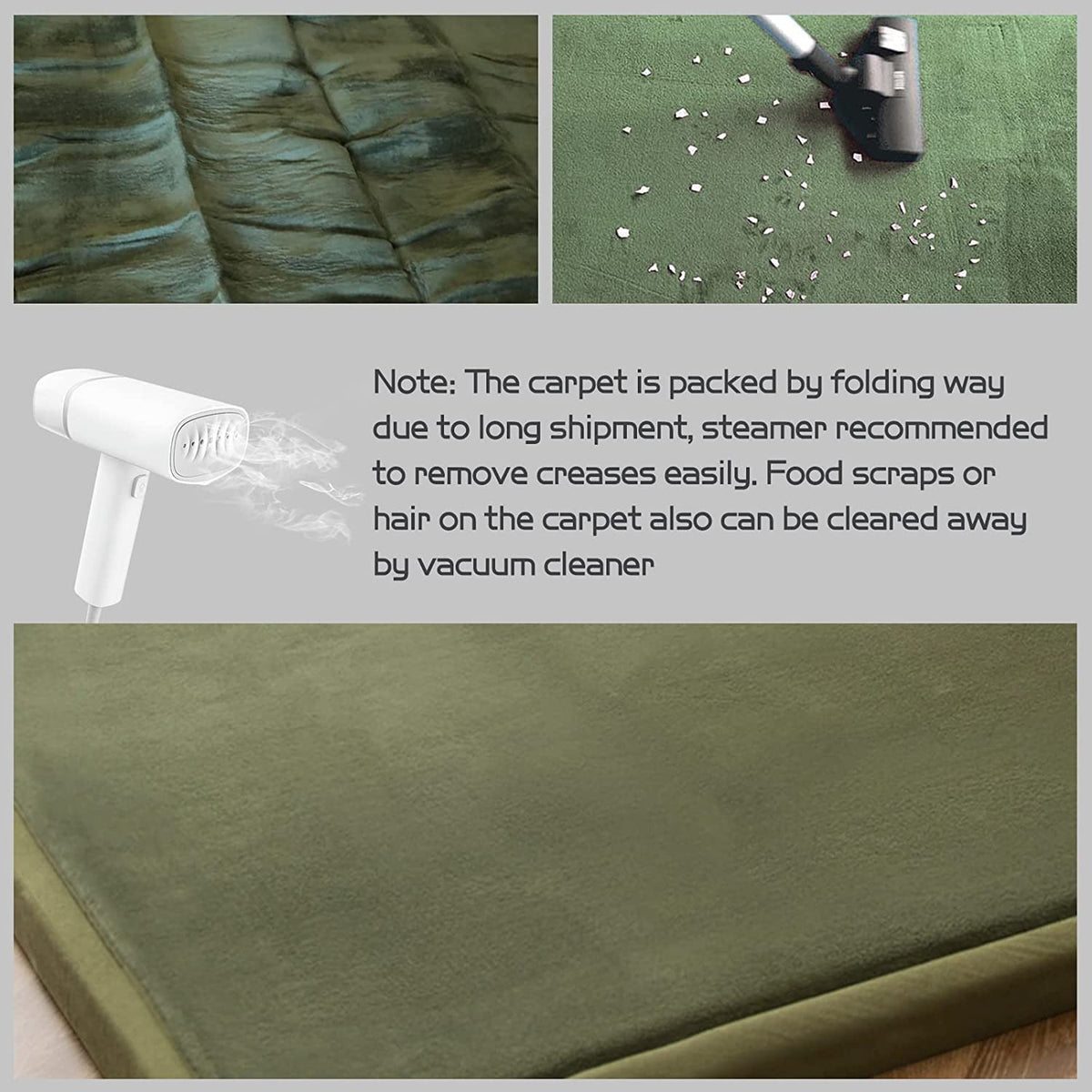 Play Mat 1.2" Thick Memory Foam Soft Padded Carpet with Non (Olive Green / 3x5 ft)