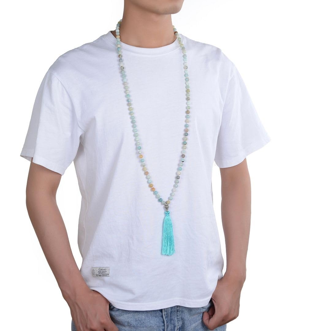 Real 108 Mala Beads 8mm Multi (Multi-Color Amazonite)