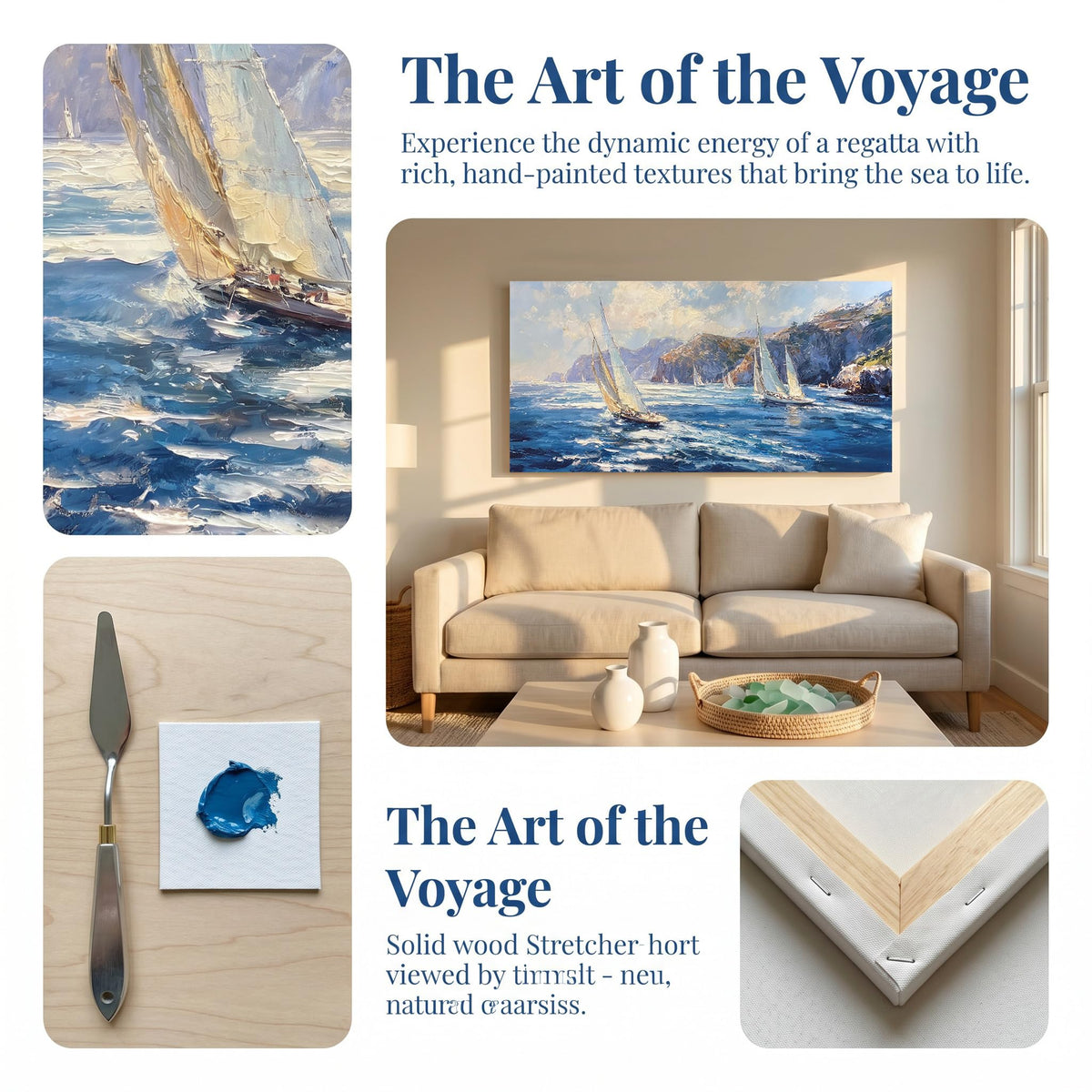 Nautical Coastal Canvas Wall Art for Living Room 40"x20" (White sailingboat / 40"L x 20"W)