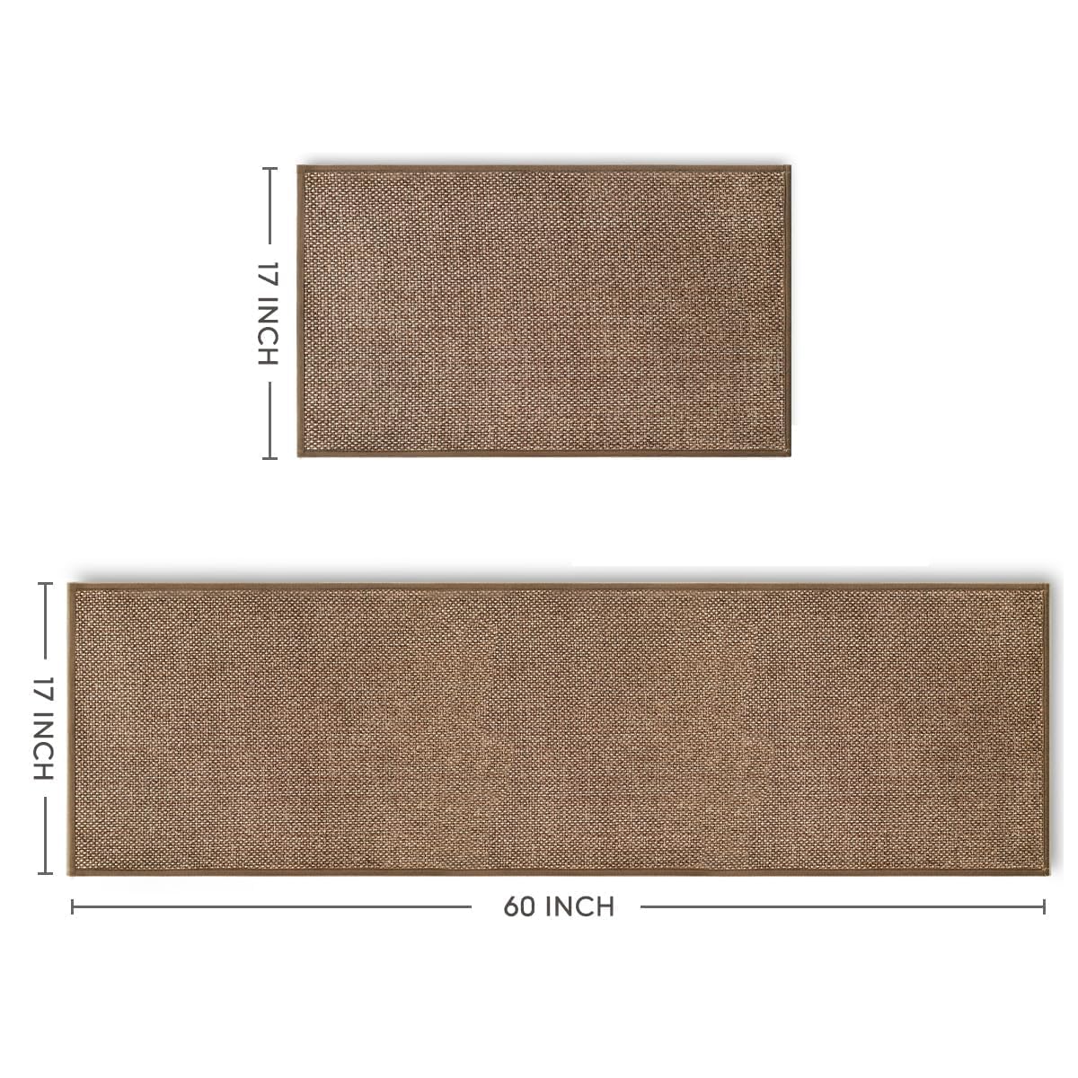 Washable Kitchen Rugs and Mats Set of 2 (17" x 29" /17" x 60" / Coffee)