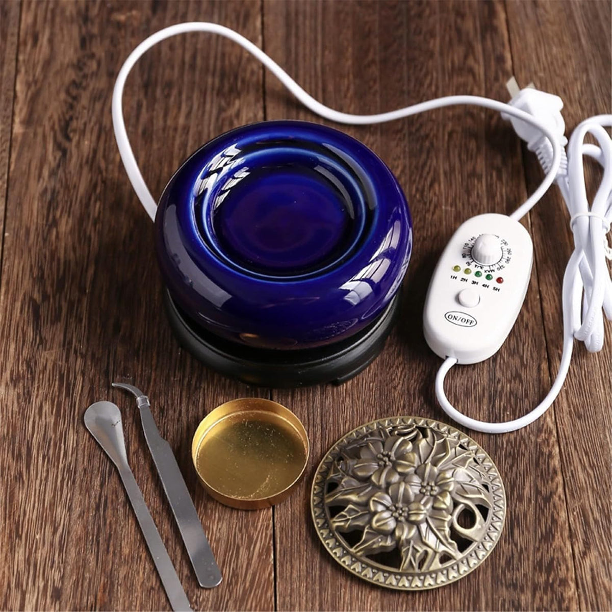 Electric Resin Burner with Timer (Blue)