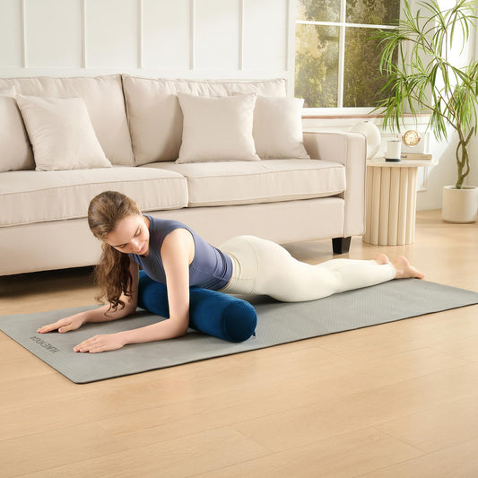 Premium Yoga Bolster Pillow 6″ × 26″ (Navy Blue / Bolster (Filled with EPS Beans))
