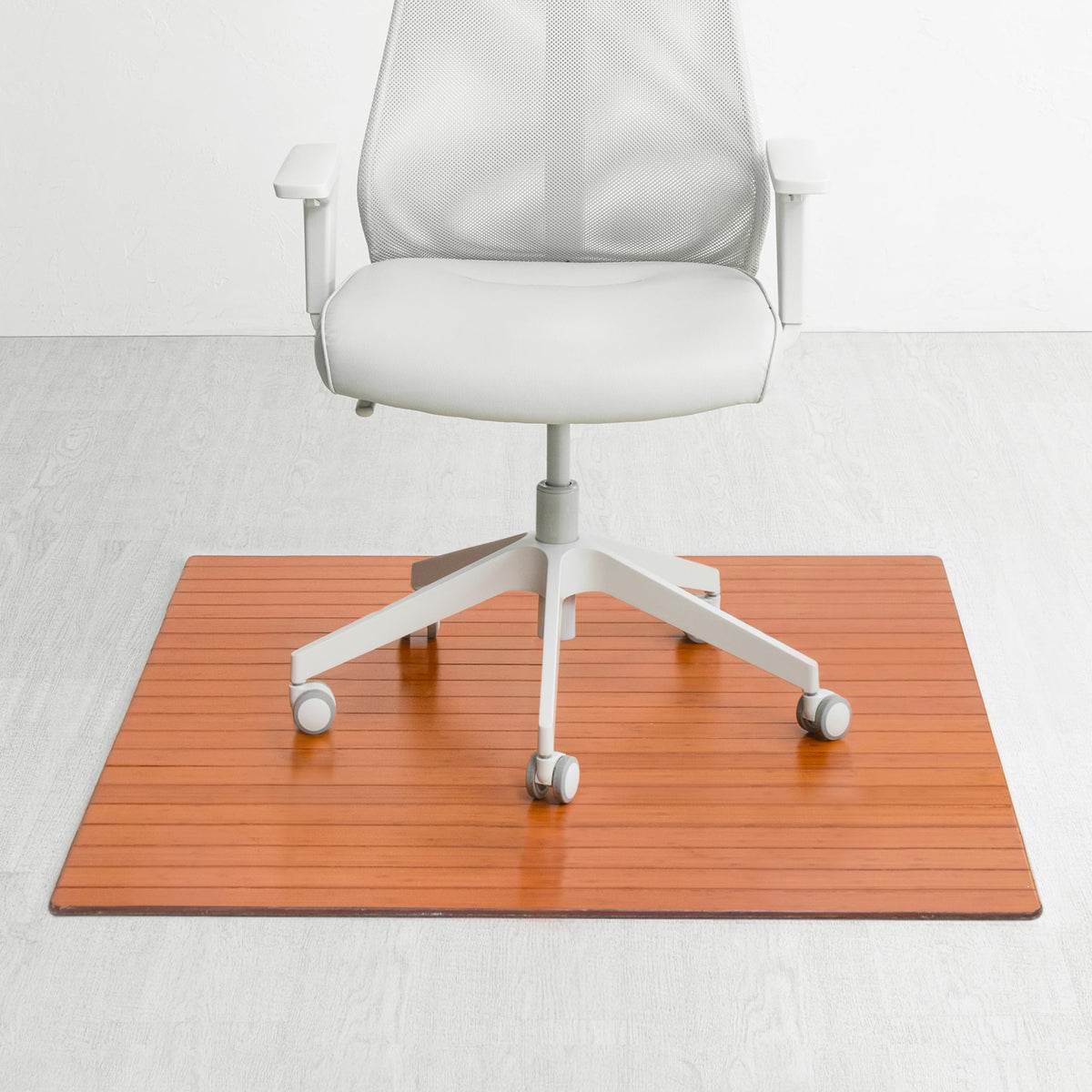 48" x 42" Bamboo Office Chair Mat for Carpet & Hardwood Floor (Walnut / 48" x 42" / Without Lip)