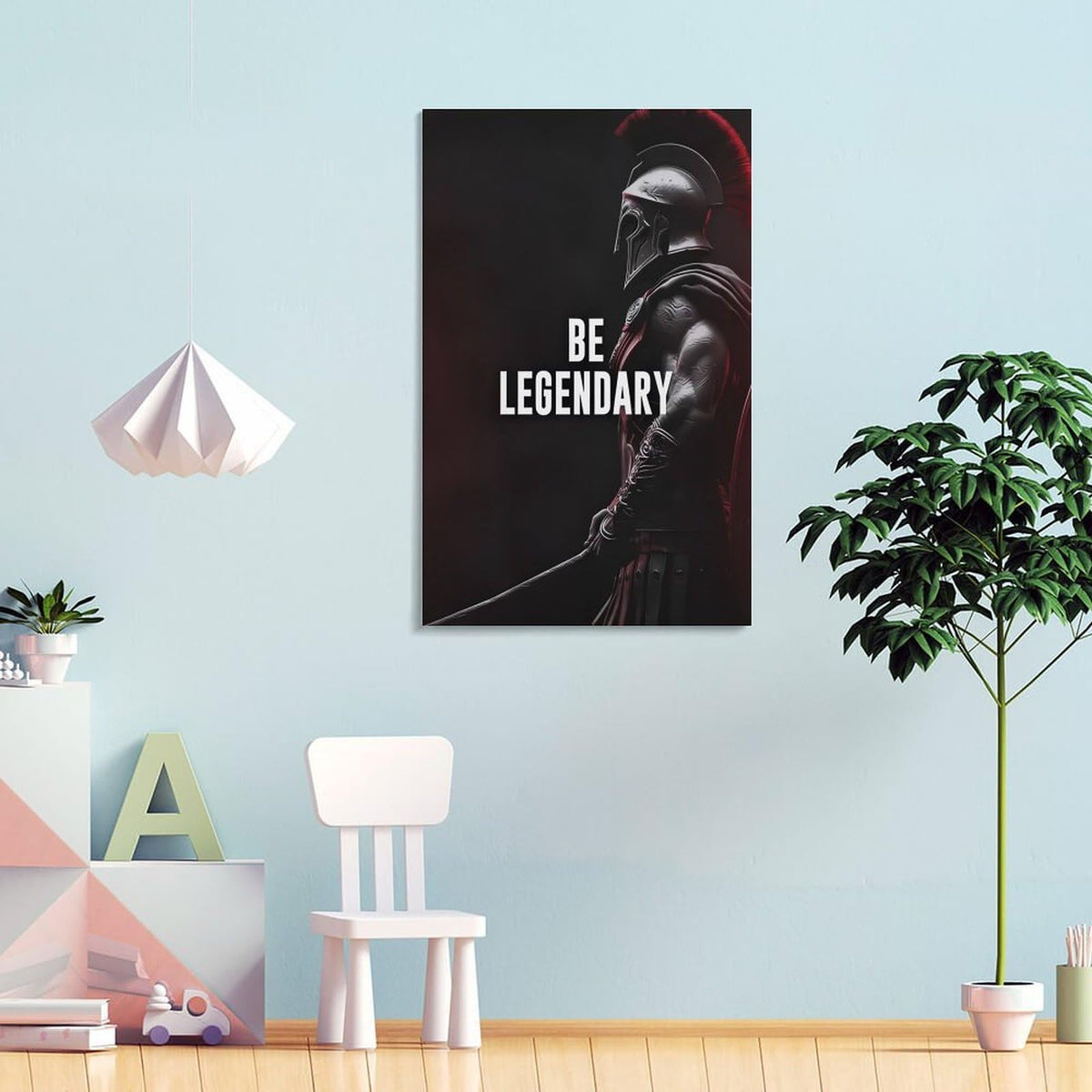 Be Legendary Spartan Warrior Motivational Print Canvas Printing Wall Art Prints Wall Decor Posters Dark Red Black Minimalist Stoic Gym Office Living Room Bedroom Decor 16x24inch (style-40 / 16x24inch(40x60cm) Frame)