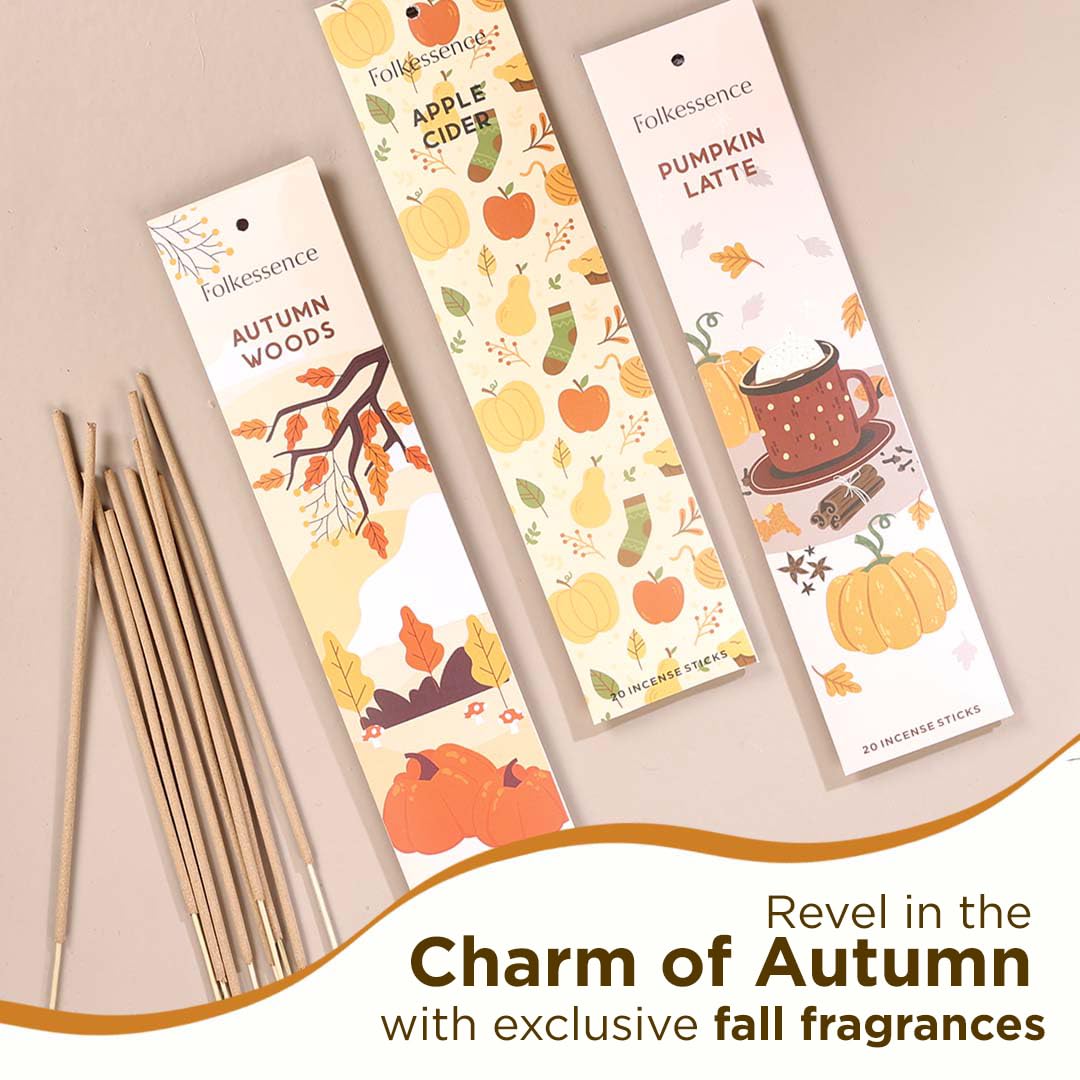 Premium Fall Incense Sticks with Holder (Pack of 60)