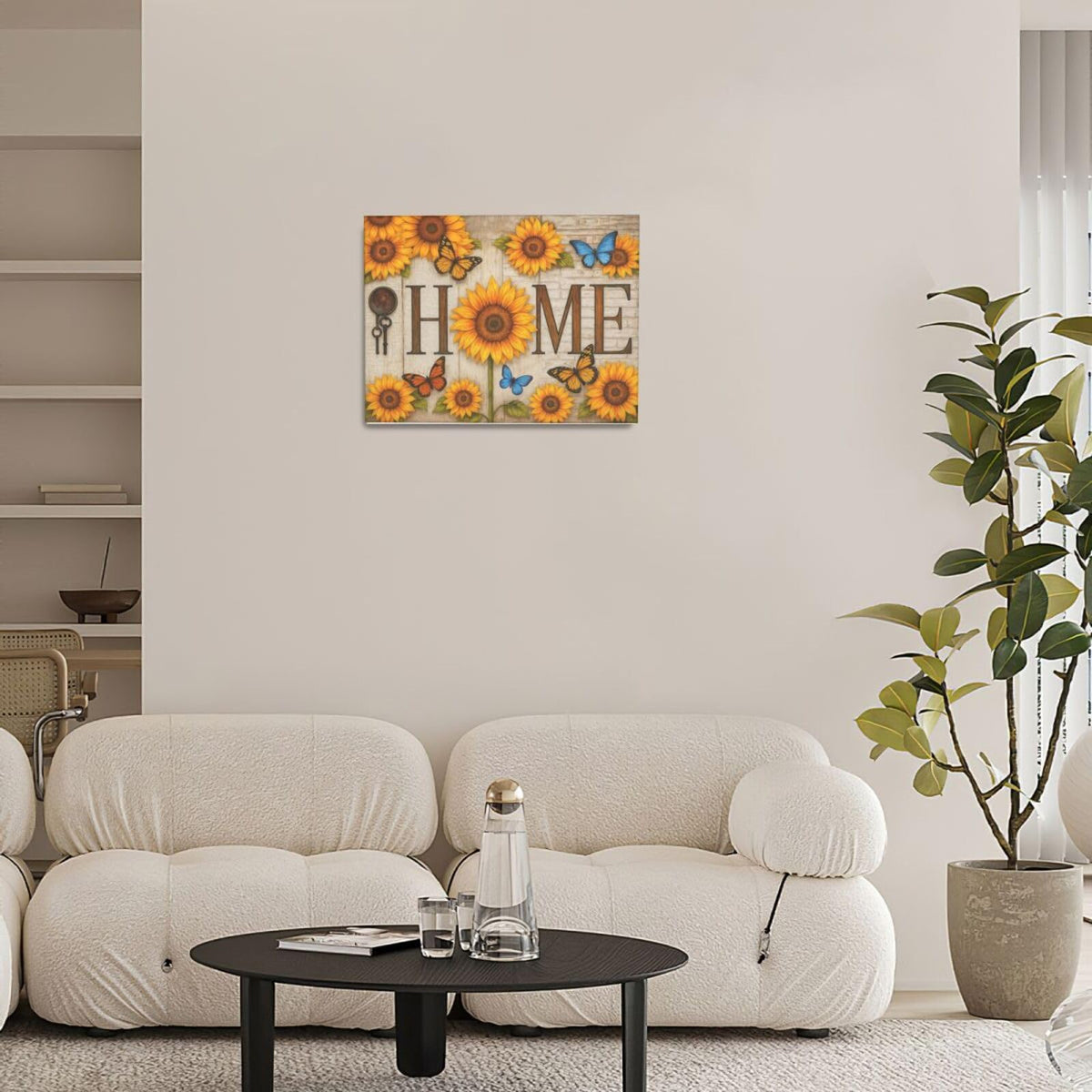 Farmhouse Sunflower Wall Art Rustic Home Butterfly Canvas Wall Decor Country Floral Pictures Paintings Prints Artwork Framed Decorations For Bathroom Bedroom Living Room Gifts 16" x 12" (Home / 16"L x 12"W)