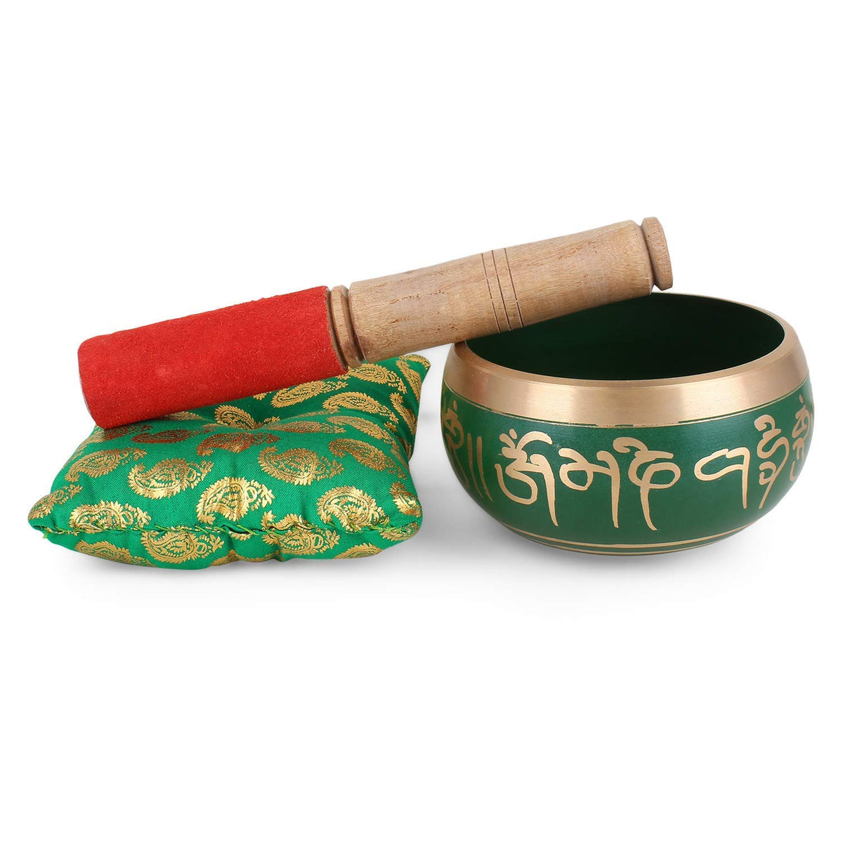 Tibetan Singing Bowl Set (4 Inch / GREEN)