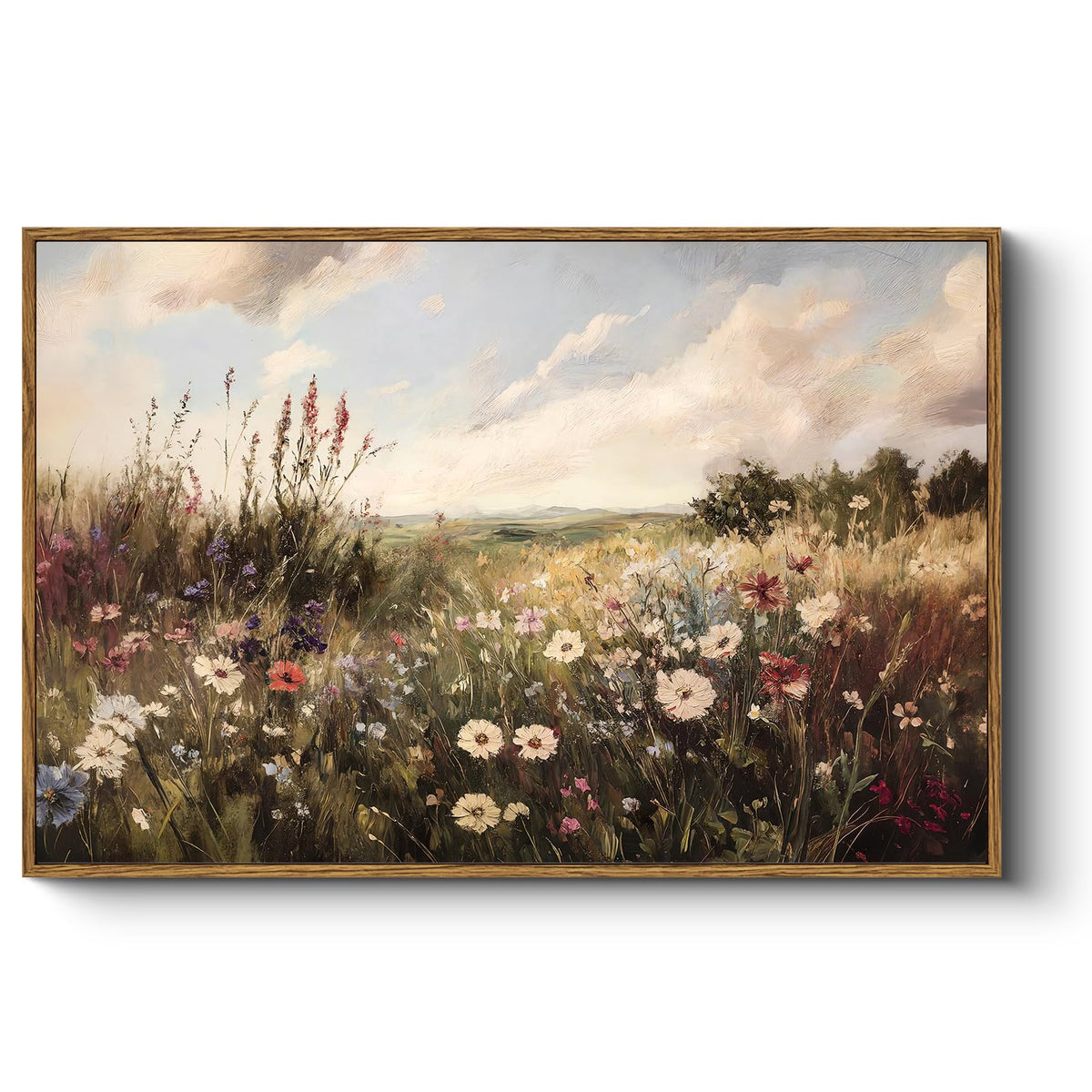 Vintage 16"x24" Framed Wildflower Canvas Wall Art (Flowering Homeland / 24"L x 16"W)