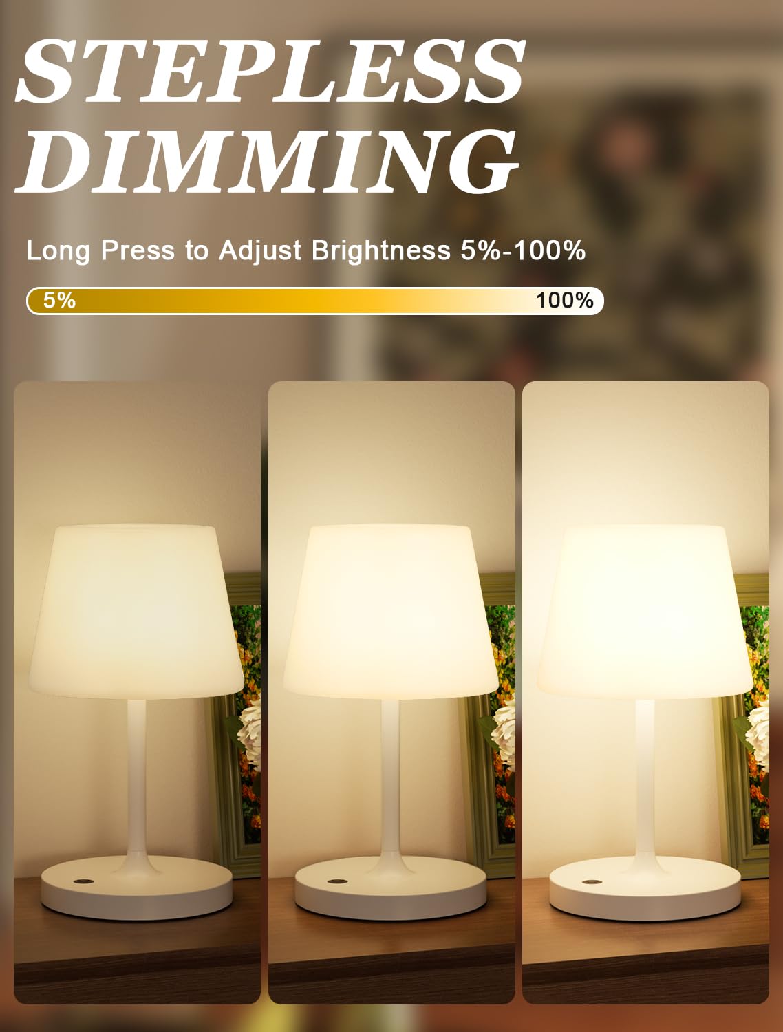 White Cordless Shower Lamp Waterproof (White / 1 Pack)