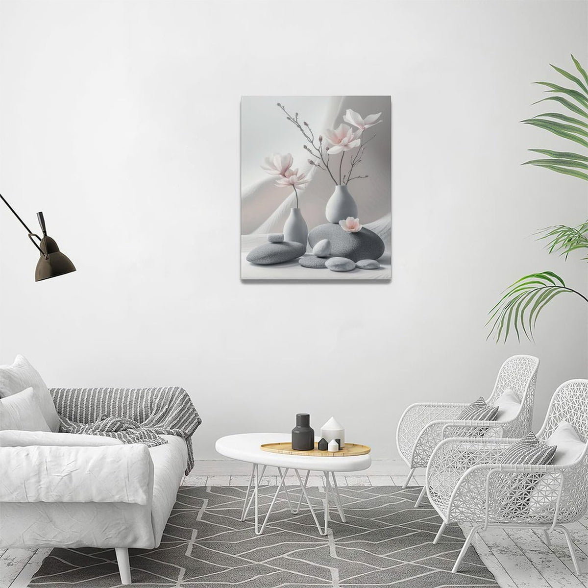 Zen Wall Art Zen Pictures Wall Decor Meditation Spiritual Canvas Prints Minimalist Floral Stone Decorations Pebbles Painting Framed Artwork Spa Yoga Office Home Decor For Bedroom Living Room 16"x20" (Stone / 20"L x 16"W)