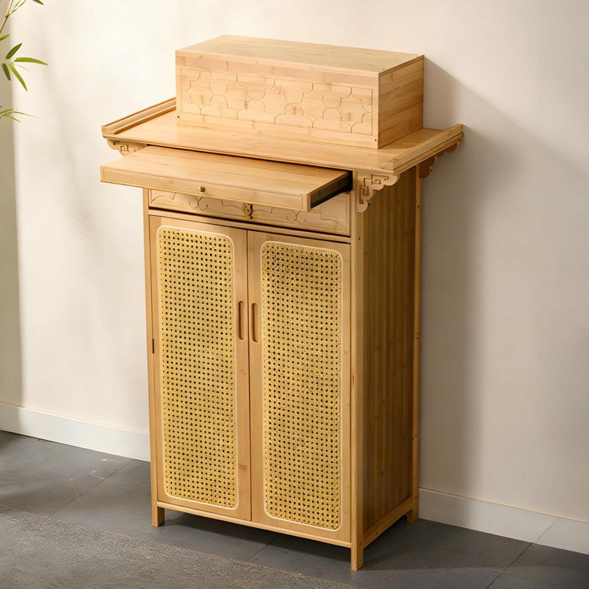 Bamboo Altar Table (31.5 / with Elevated Platform / Natural)